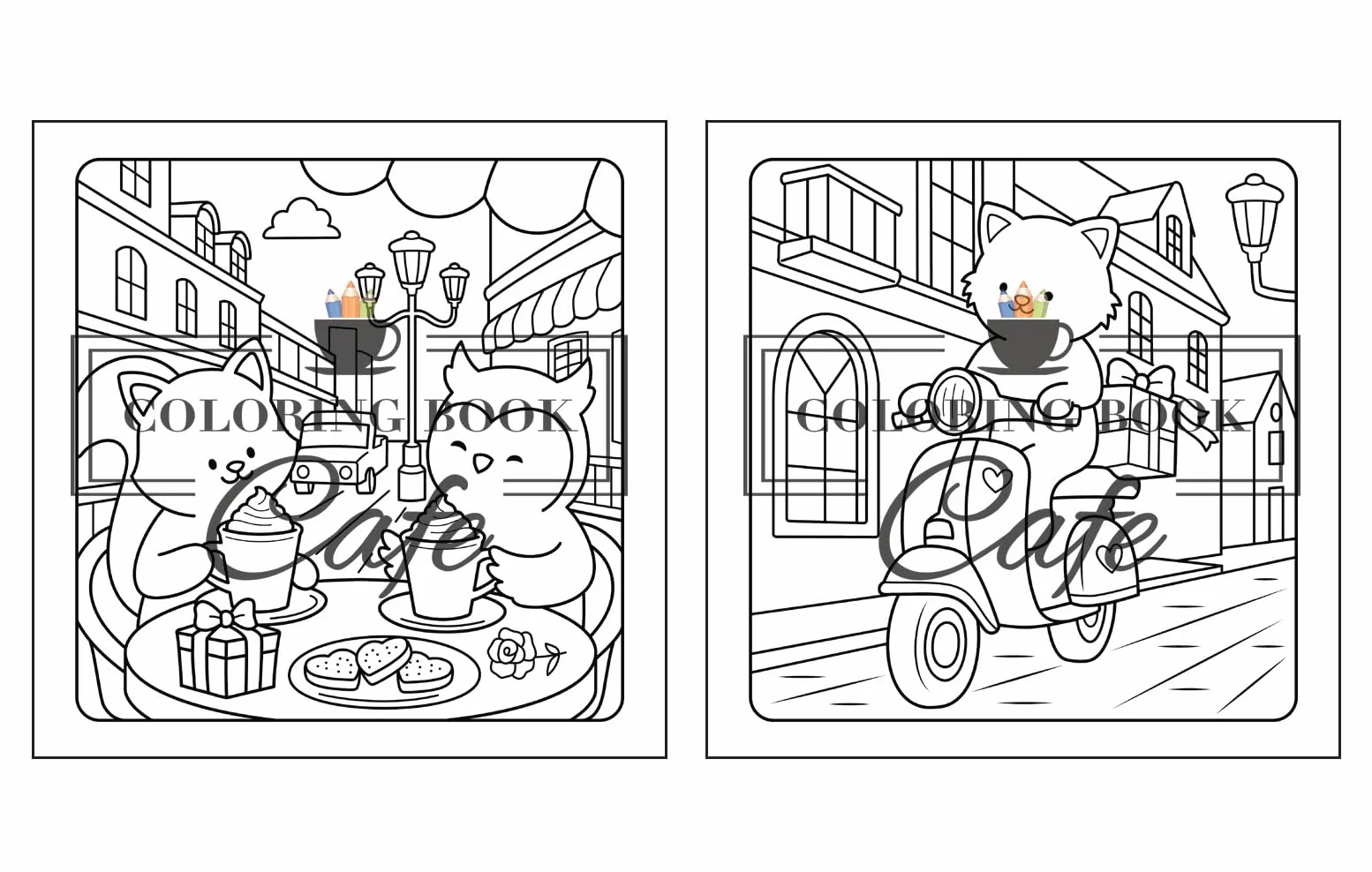 Paws & Hearts Coloring Book for Adults Teens Cozy Love Scenes Adorable Animals