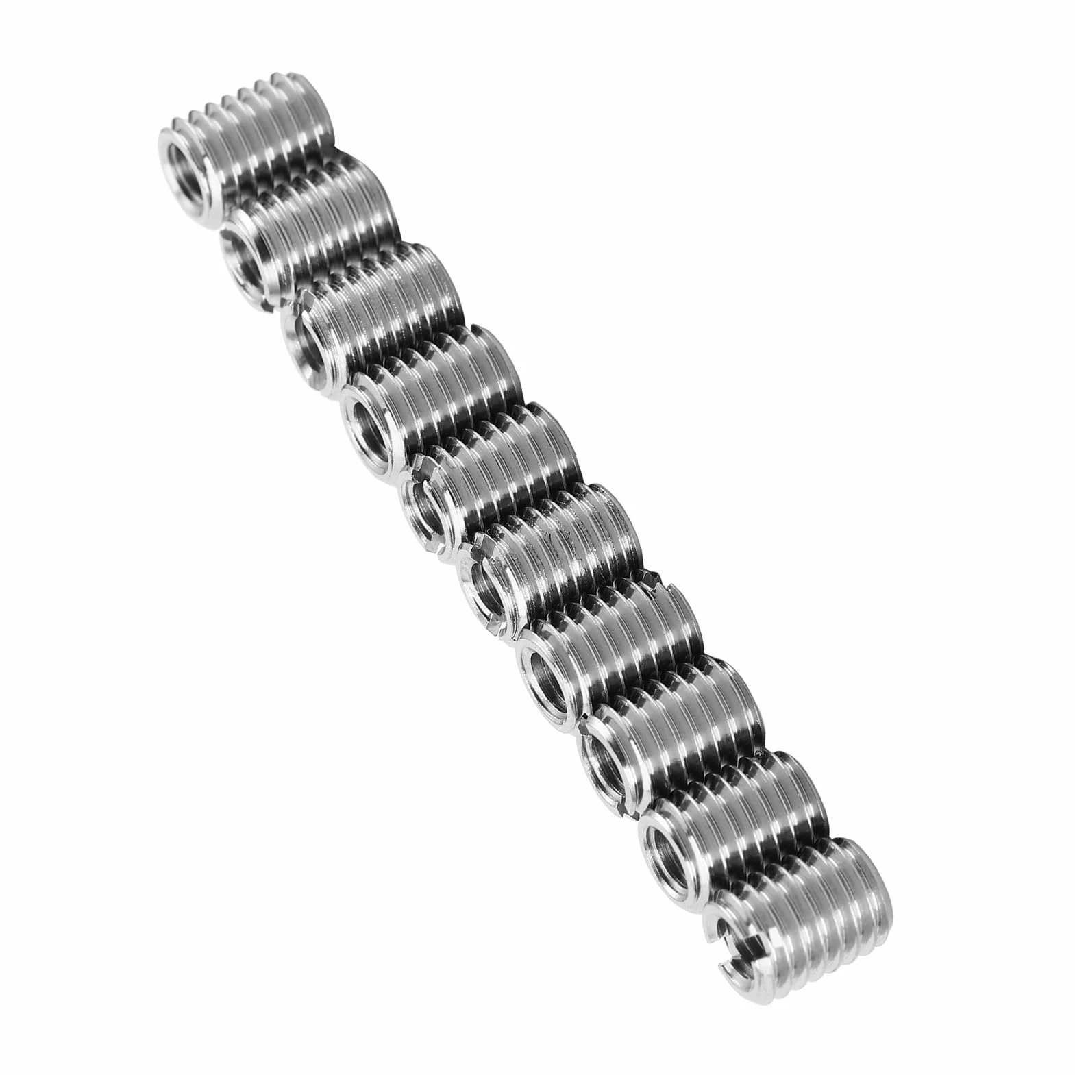 10 Sztuk Samogwintujących Wkładek Gwintowych, M5x0,8 Wewnętrzne, M8x1,25 Zewnętrzne, Zestaw Naprawczy do Gwintów 10mm, Wkładka do Naprawy Gwintów