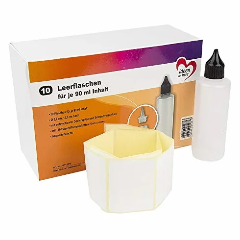 Ideen mit Herz Puste butelki | pojemność 90 ml | Ø 3,7 cm | wysokość 12,7 cm | 10 sztuk