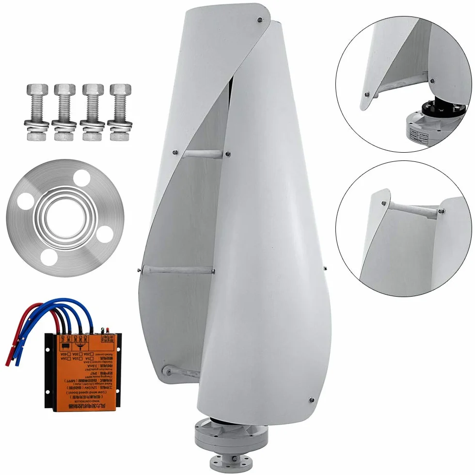 Pionowa turbina wiatrowa 400 W, MPPT 12 V, helix, magnetyczna oś lewitacyjna, łopatki z włókna szklanego