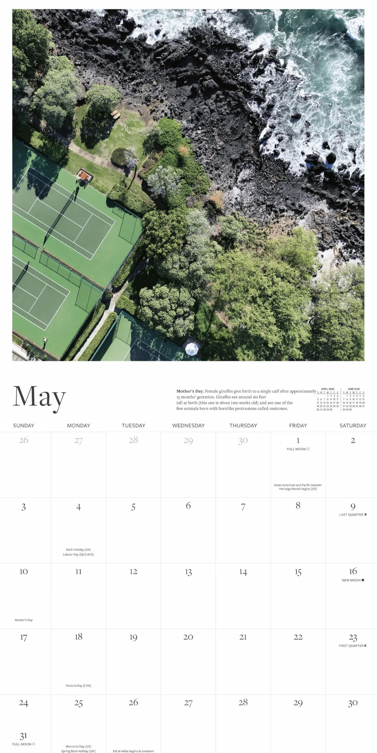 Tennis Court Wall Calendar 2026: Greatest Tennis Courts