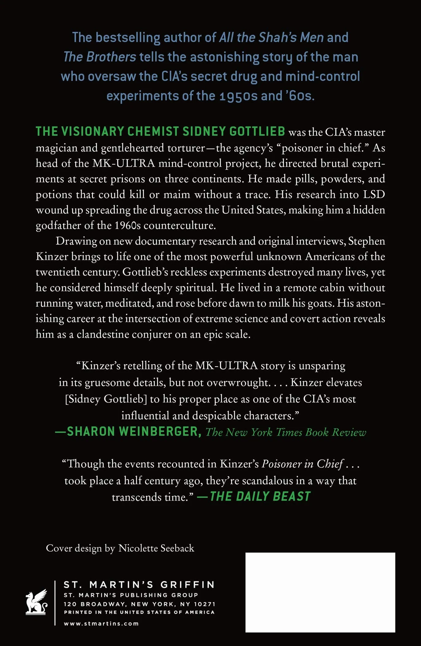 Poisoner in Chief: Sidney Gottlieb and the CIA Search for Mind Control