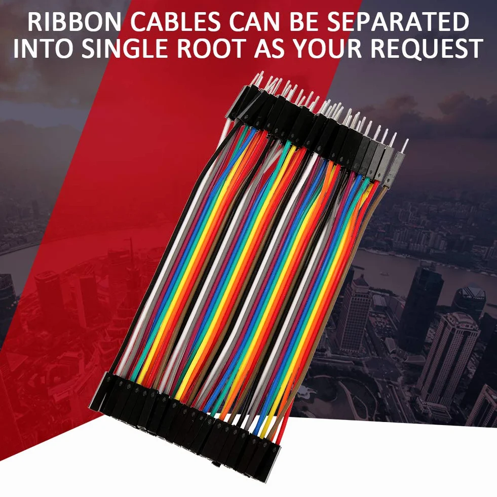 Akozon Breadboard kable 5 sztuk kolorowe 10cm zestaw przewodów połączeniowych 40pin męski na żeński do kabli