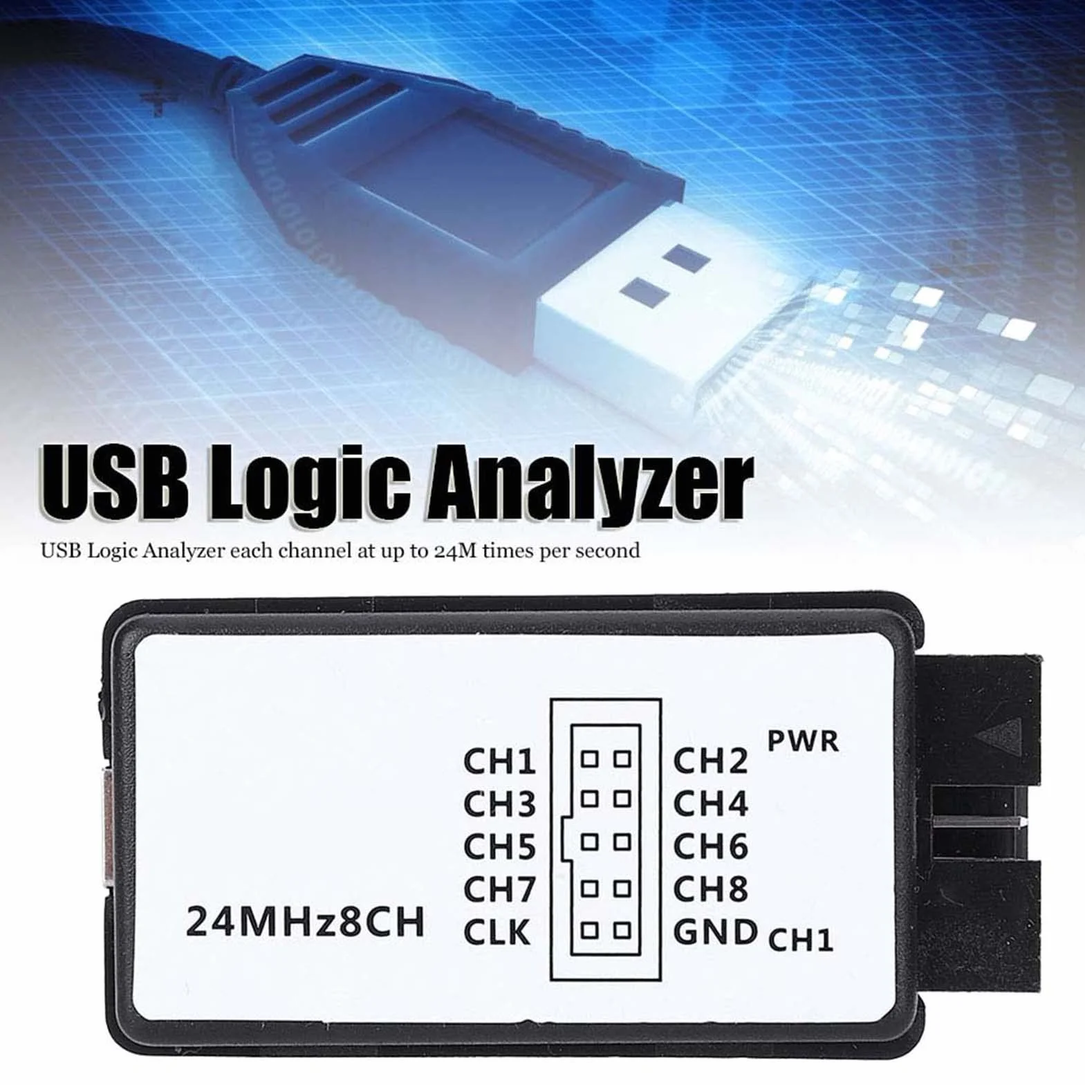 Zestaw USB Logic Analyzer Mini Digital Pocket Size 8-kanałowa pamięć wejściowa 24 MHz do wielu funkcji dekodowania