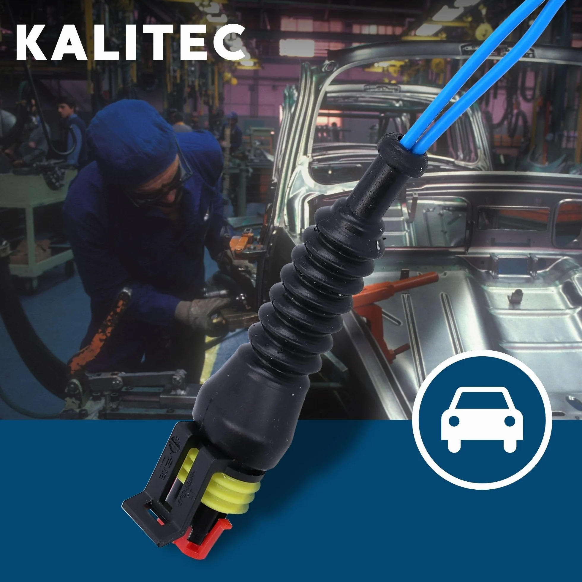10 sztuk Kalitec KALI01022 Superseal gumowa tuleja 2-biegunowa z zabezpieczeniem przed zginaniem, czarna | Tuleja z zabezpieczeniem przed zginaniem do montażu w pojazdach | Odporna na wodę, oleje