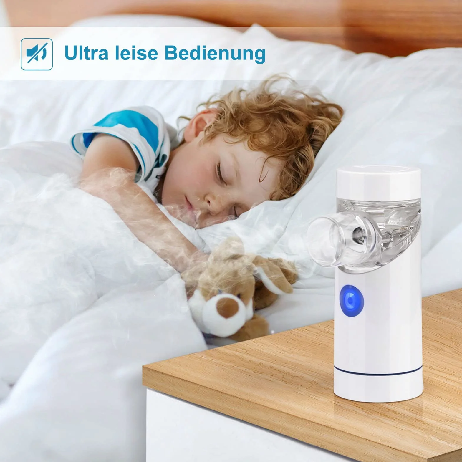 Inhalator przenośny nebulizator z ustnikiem i maską dla dzieci i dorosłych