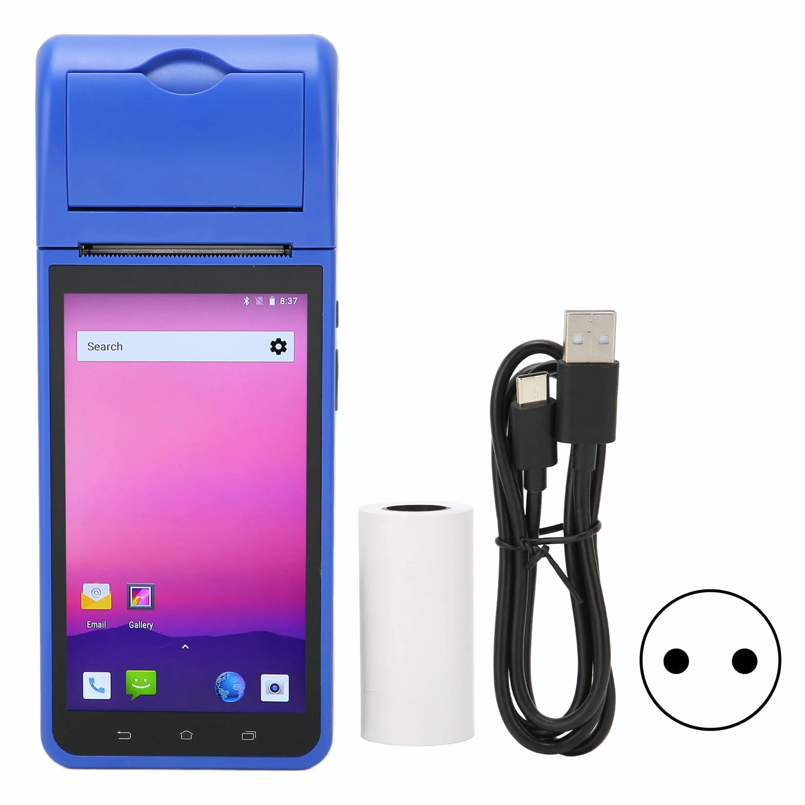 Drukarka Paragonów Biznesowych, Drukarka Termiczna 58 Mm z Ekranem Dotykowym Android OS 5,5", Obsługa Ręcznych Urządzeń POS 4G, Bluetooth, Wi-Fi dla Androida 8.1.0, dla Restauracji,(Niebieski)