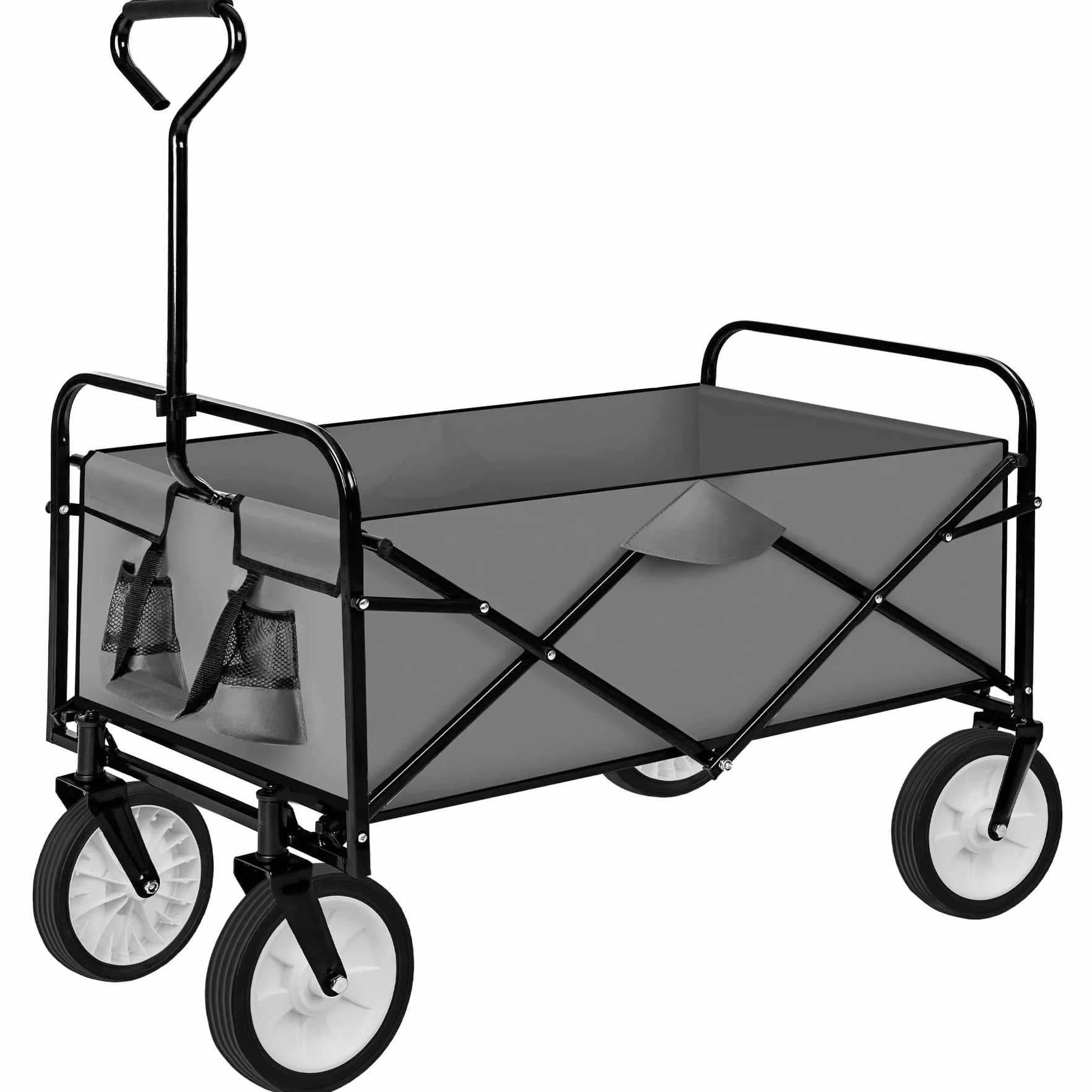 Tectake składany wózek z kieszeniami z siatki 92 x 53,5 x 117 cm szary