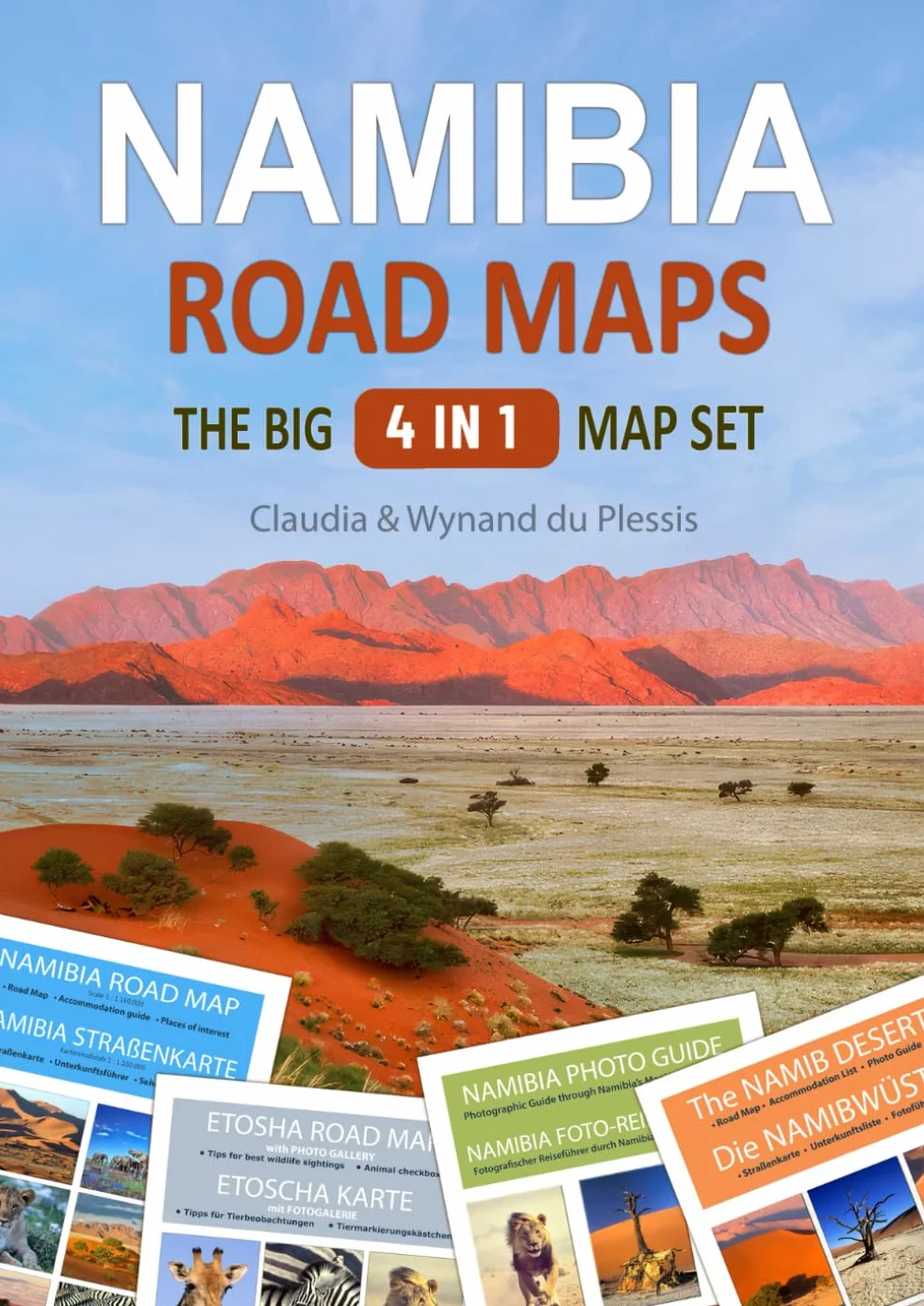 Namibia 4-in-1 Map Set: Road Maps for Self-Drivers, Etosha, Namib Desert & Photo Travel Guide