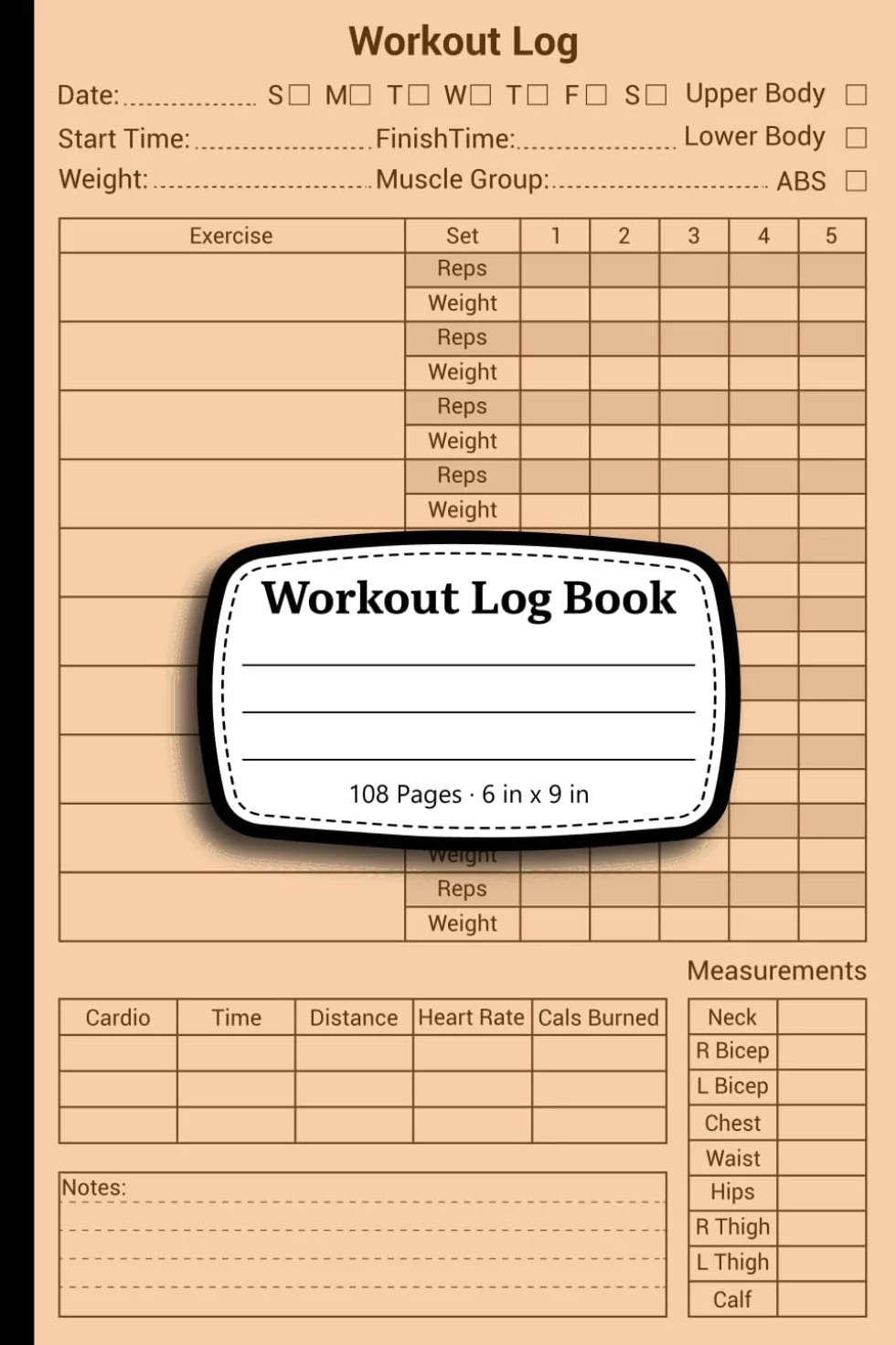 Workout Log Book Gym Tracker Journal Fitness Planner Notebook