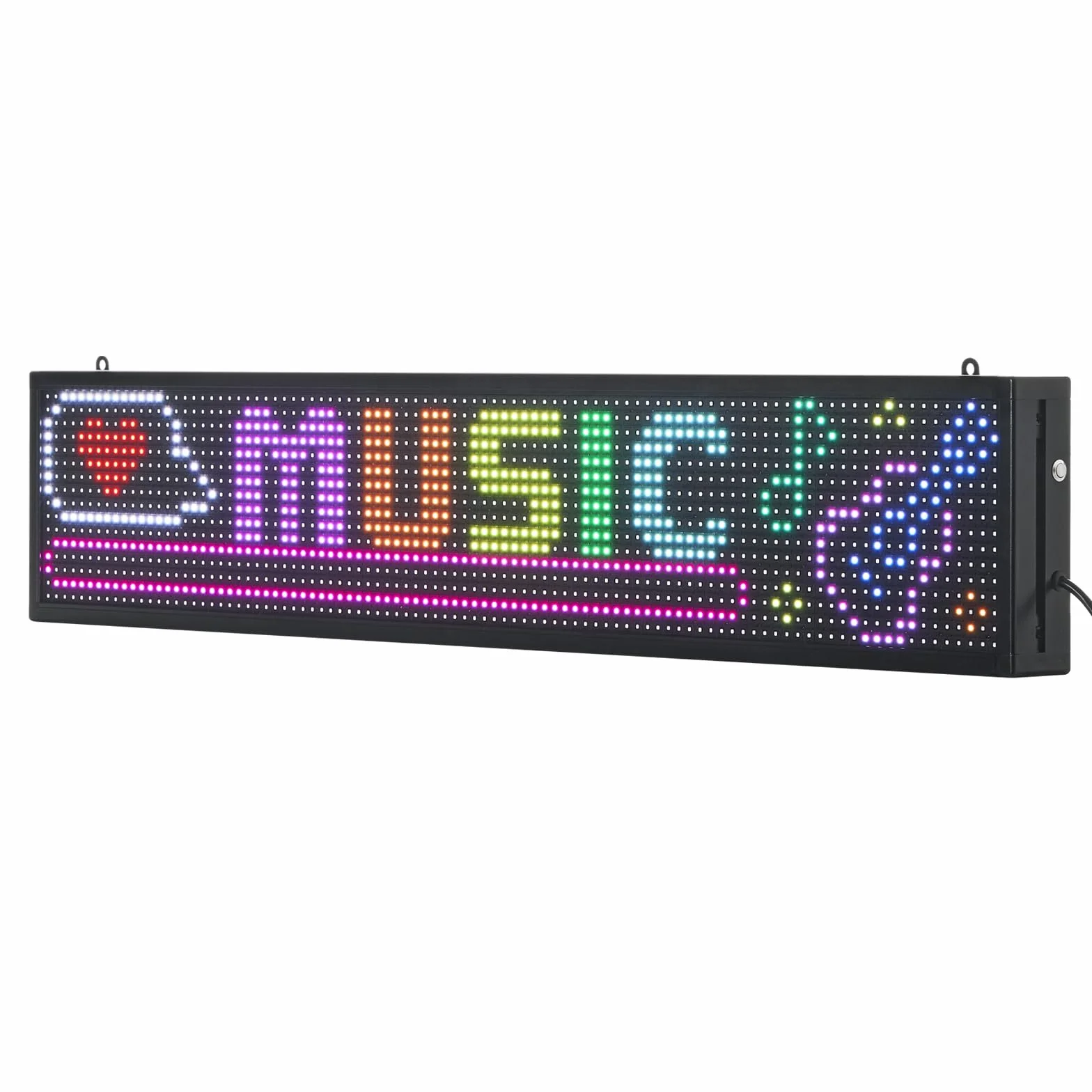 VEVOR Kolorowy elastyczny przesuwny panel cyfrowy P10 programowalny panel LED, panel wyświetlacza DIY, spersonalizowany wzór tekstu, sterowanie aplikacją Bluetooth GIF, 990 x 190 x 55 mm