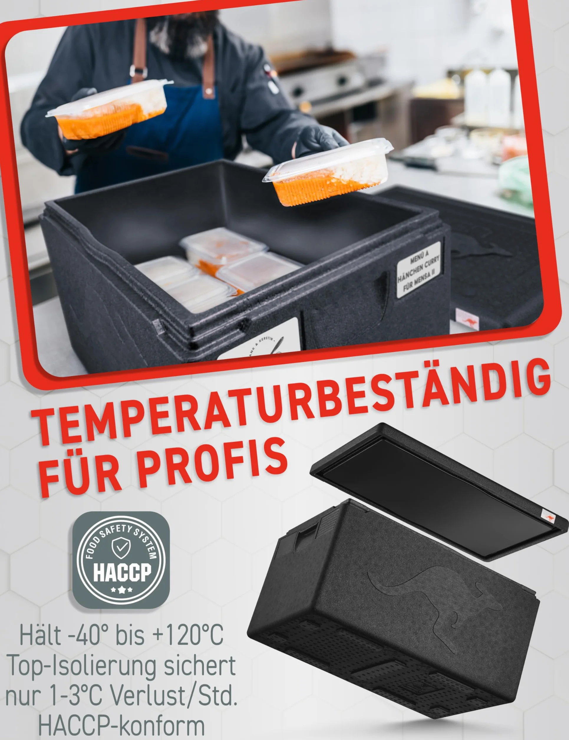 Thermobox GN 1/1 46 l czarny izolacyjny pudełko do transportu zimnego i ciepłego