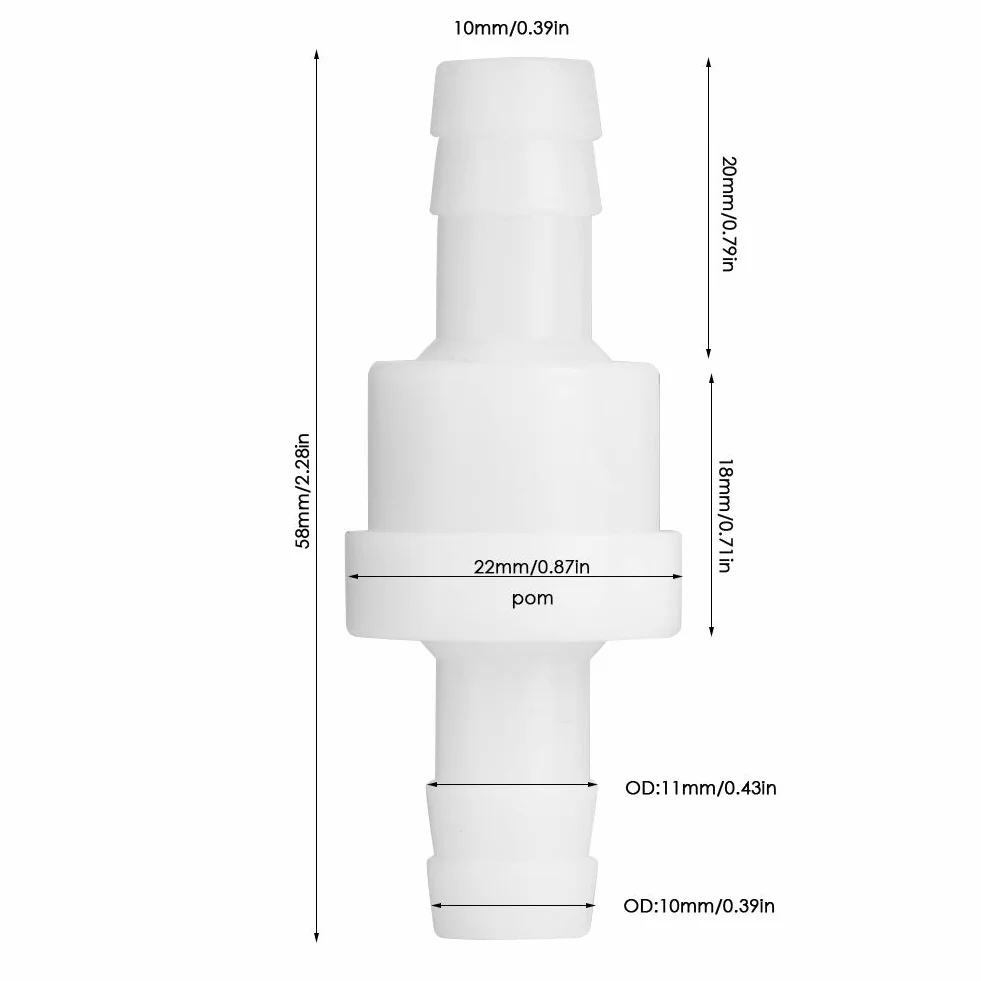 Zawór Zwrotny Jednokierunkowy 10mm Plastikowy Wody