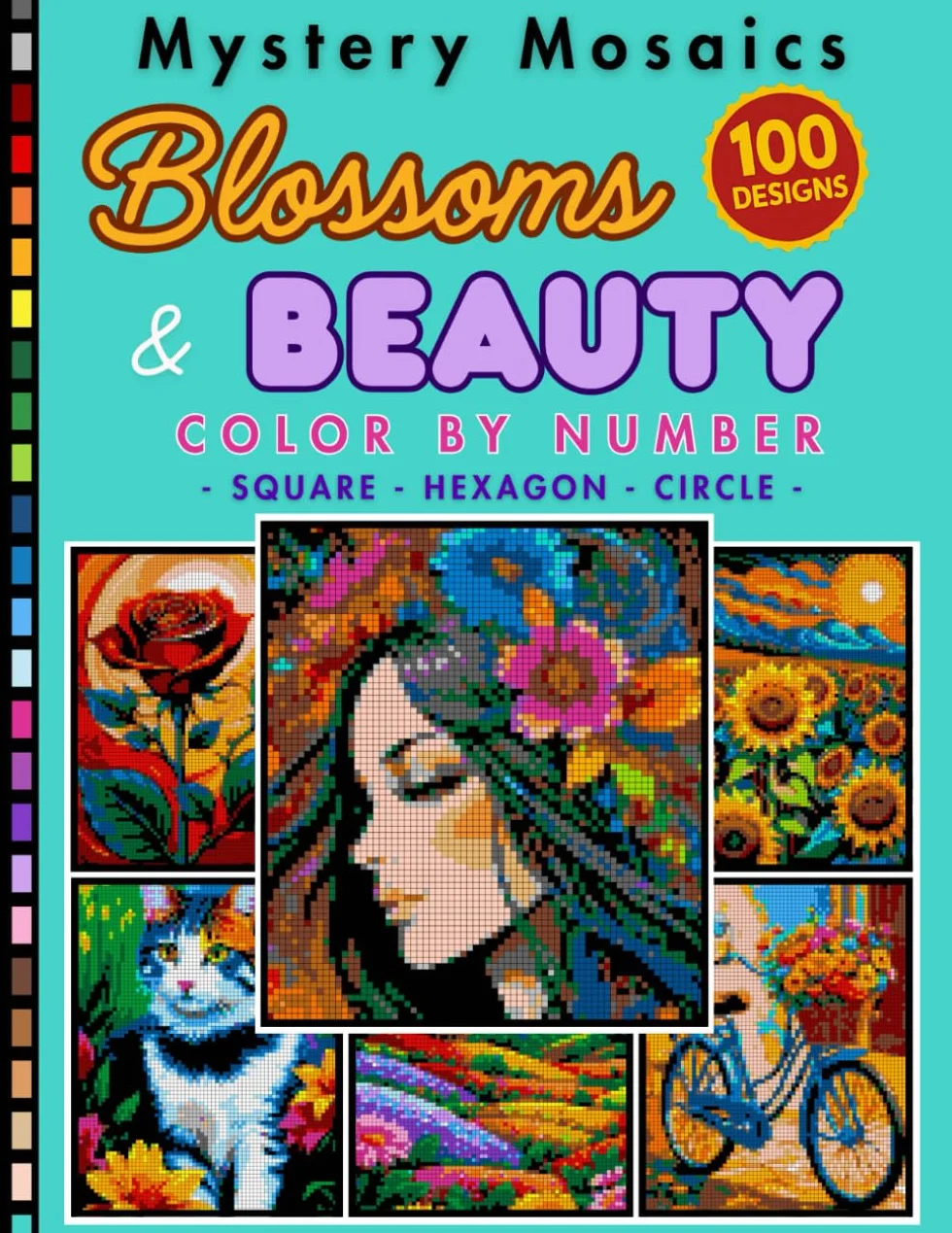 Mystery Mosaic Color by Number for Adults: Relaxing Flower Coloring Book with 100+ Floral Designs
