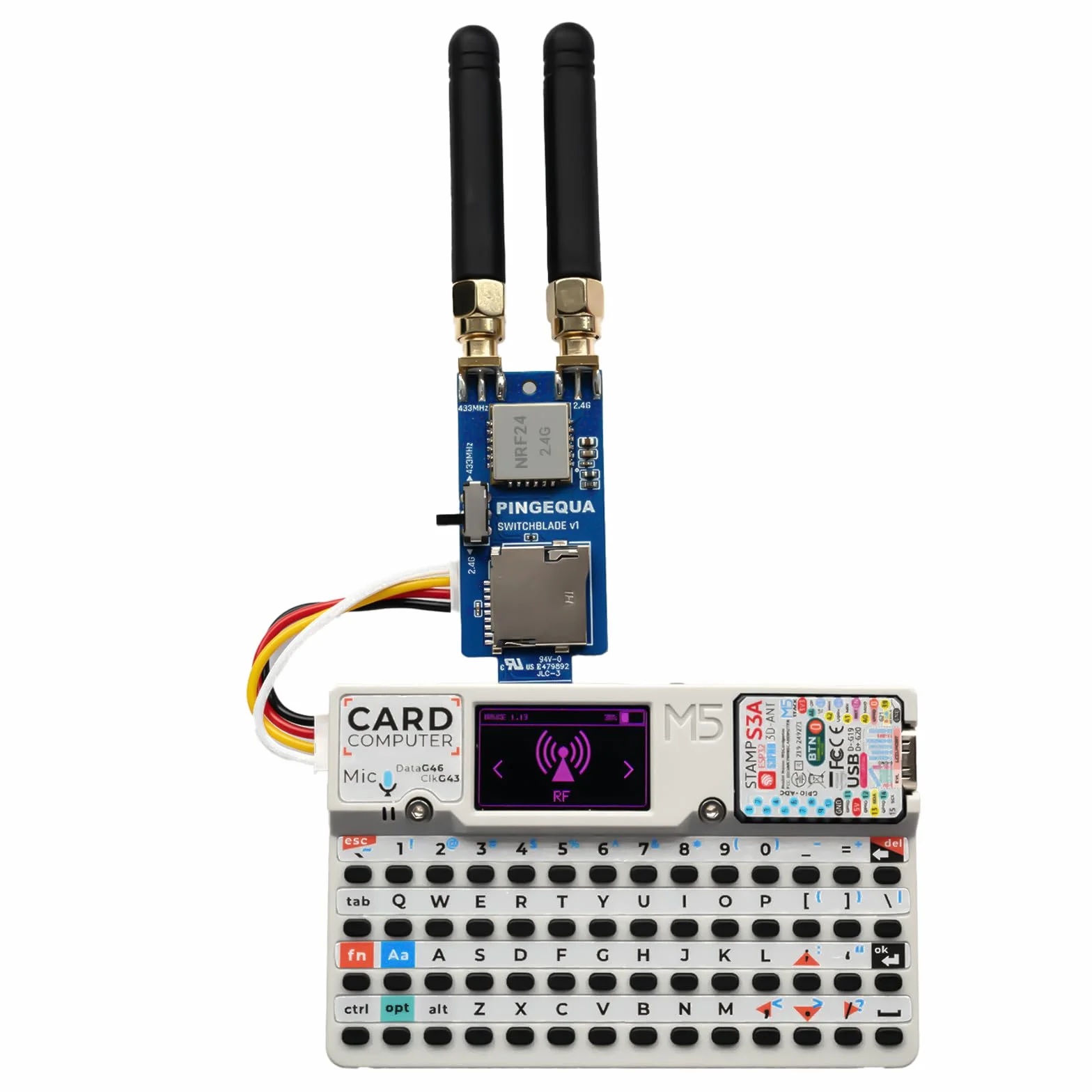 Karta M5Stack Cardputer RF 3 w 1, NRF24L01+ PA/LNA i CC1101 Sub-GHz Transceiver z gniazdem MicroSD - Moduł rozwoju Plug & Play IoT do analizy sygnału i szkolenia