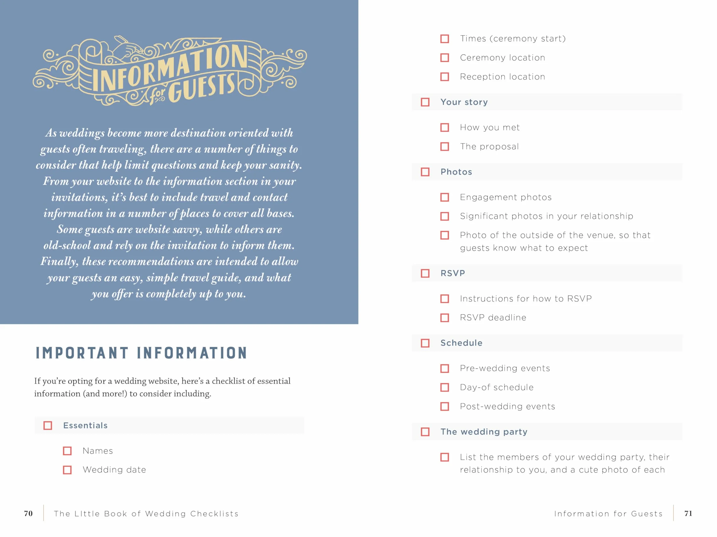 The Little Book of Wedding Checklists: All the Lists and Tips You Need to Plan the Big Day