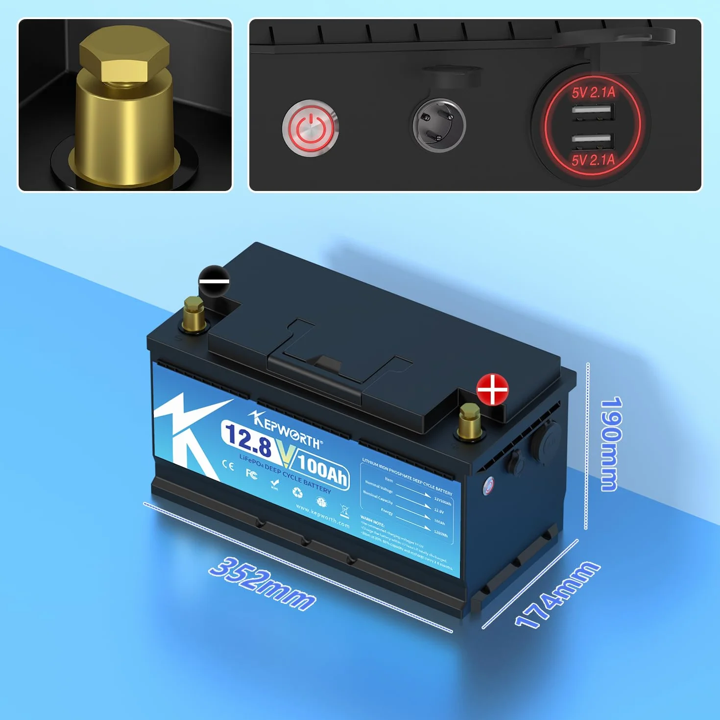 LiFePO4 Akumulator 12V 100Ah Głęboki cykl BMS do łodzi solarnej RV