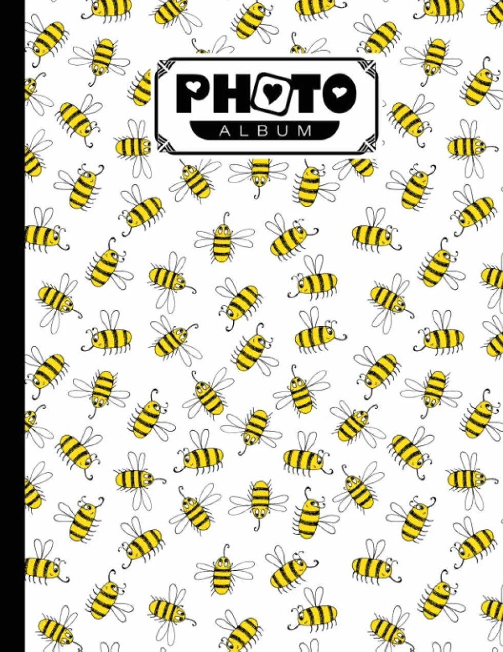 Photo Album Bees Album Large with Writing Space Memo, 120 Pages 8.5" x 11"