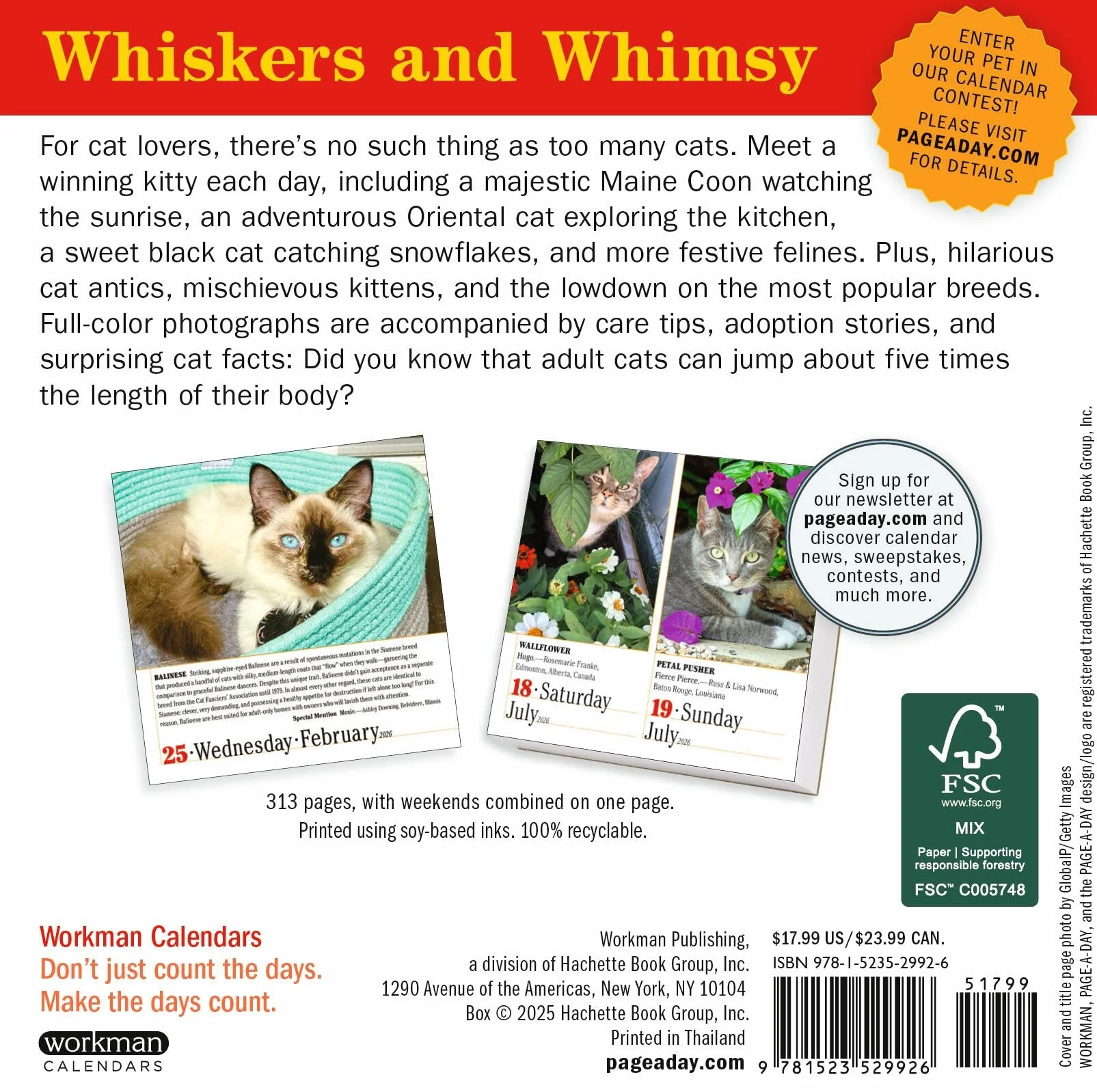 365 Cats Page-A-Day Calendar 2026: World's Favorite Cat Calendar