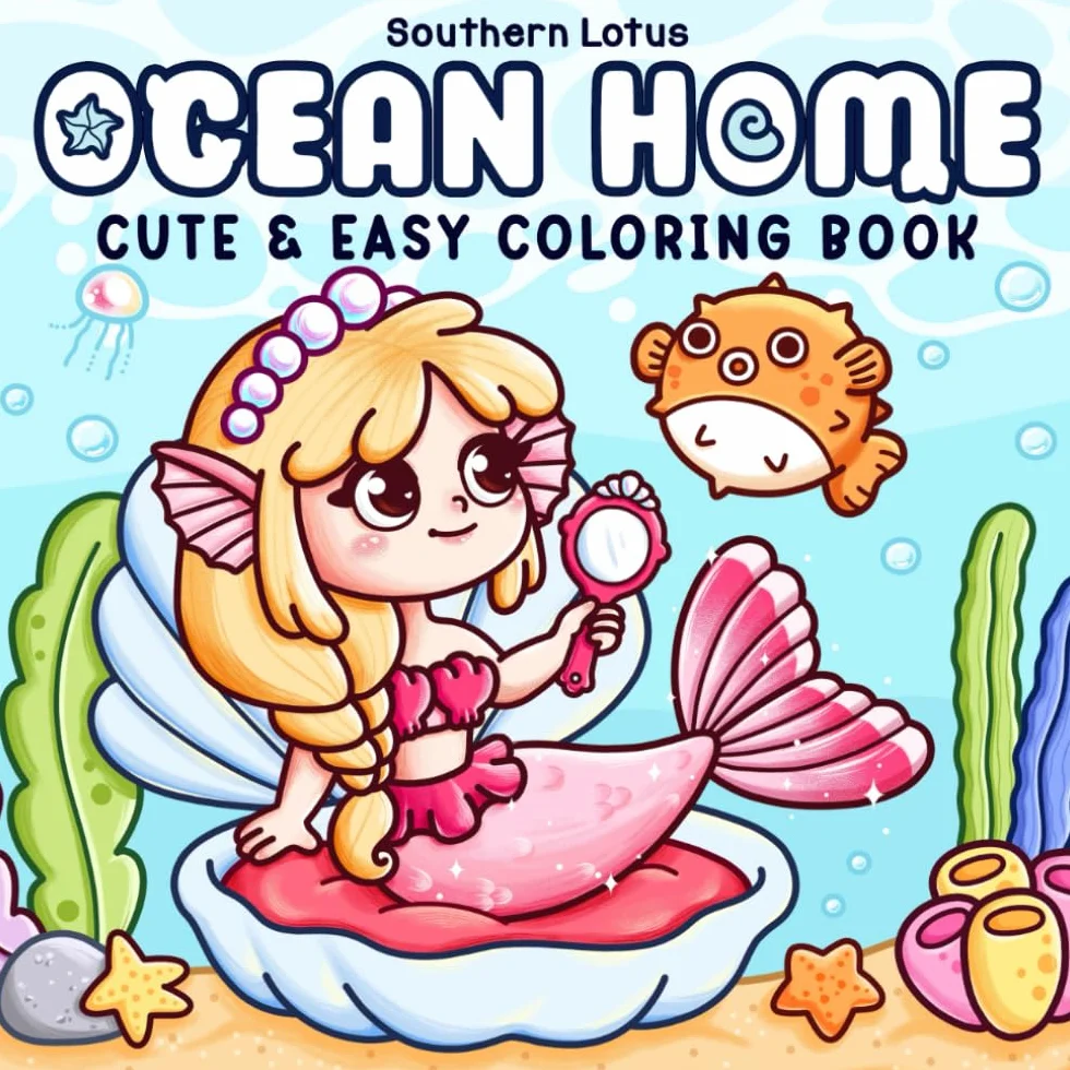 Ocean Home: Coloring Book for Adults and Teens with Mermaids and Sea Animals