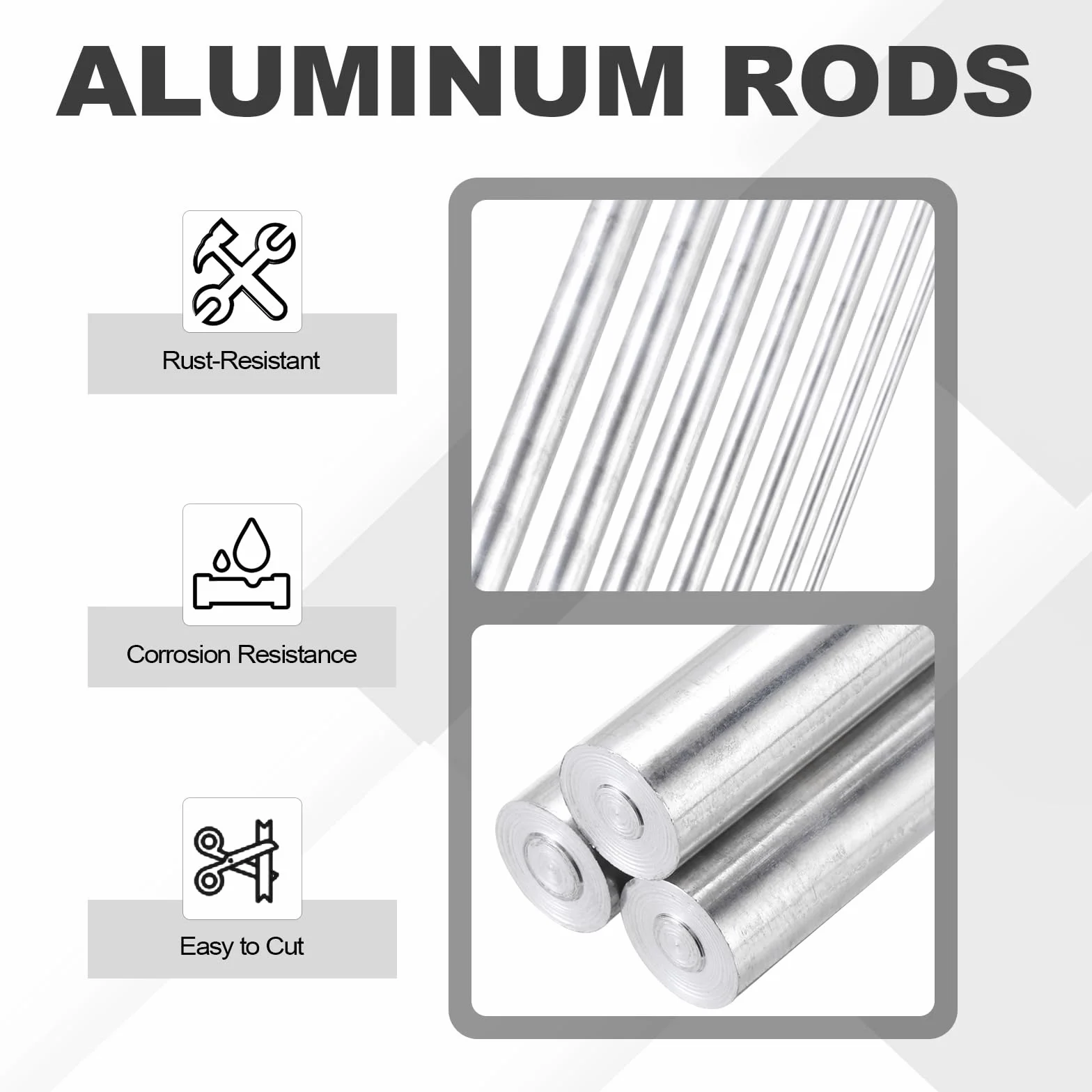 QUARKZMAN 11 sztuk aluminiowych prętów okrągłych 2 mm x 200 mm 6061 aluminiowy drążek z litego metalu tokarka łożysko do samodzielnego rzemiosła, modelu samochodu (kolor srebrny)
