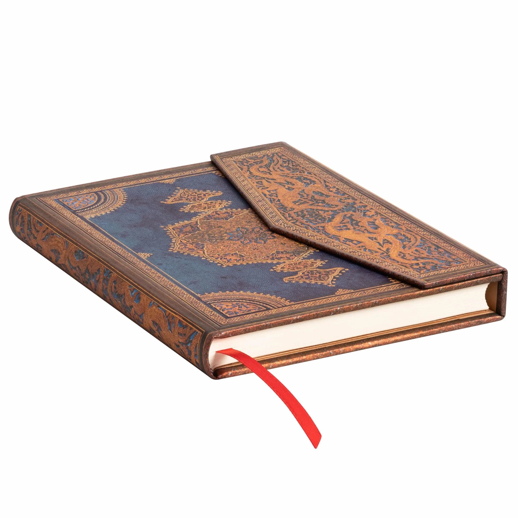 Carnet rigide Paperblanks Safavide Indigo Midi Non ligné 144p.: Hardcover, 120 gsm, ribbon marker, memento pouch, wrap closure