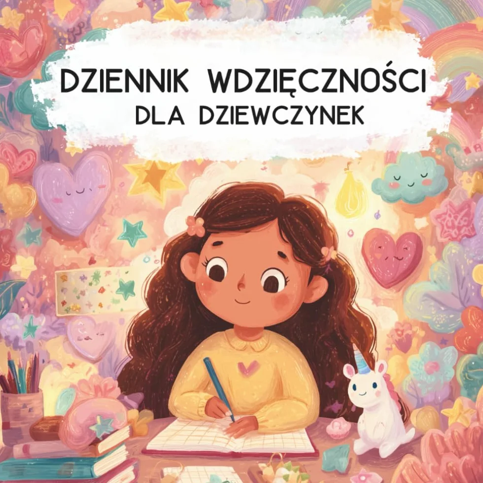 Dziennik wdzięczności dla dziewczynek 6–10 lat: Kolorowy zeszyt do codziennego zapisywania dobrych chwil | 90 dni pozytywnego myślenia