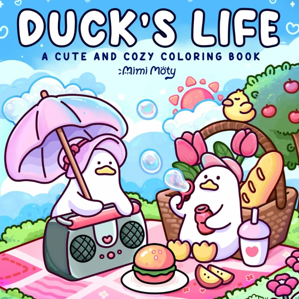 Duck's Life Coloring Book: Cute Little Ducks with Funny Daily Activities for Adults & Teens