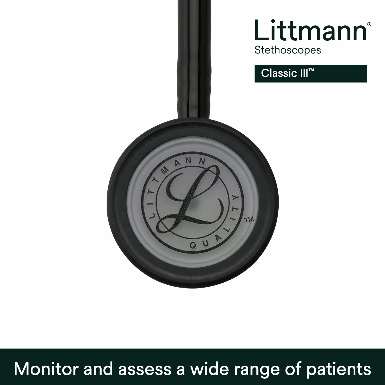 3M Littmann Classic III Stetoskop, SMOKE FINISH, ciemnoszary, czarny przewód