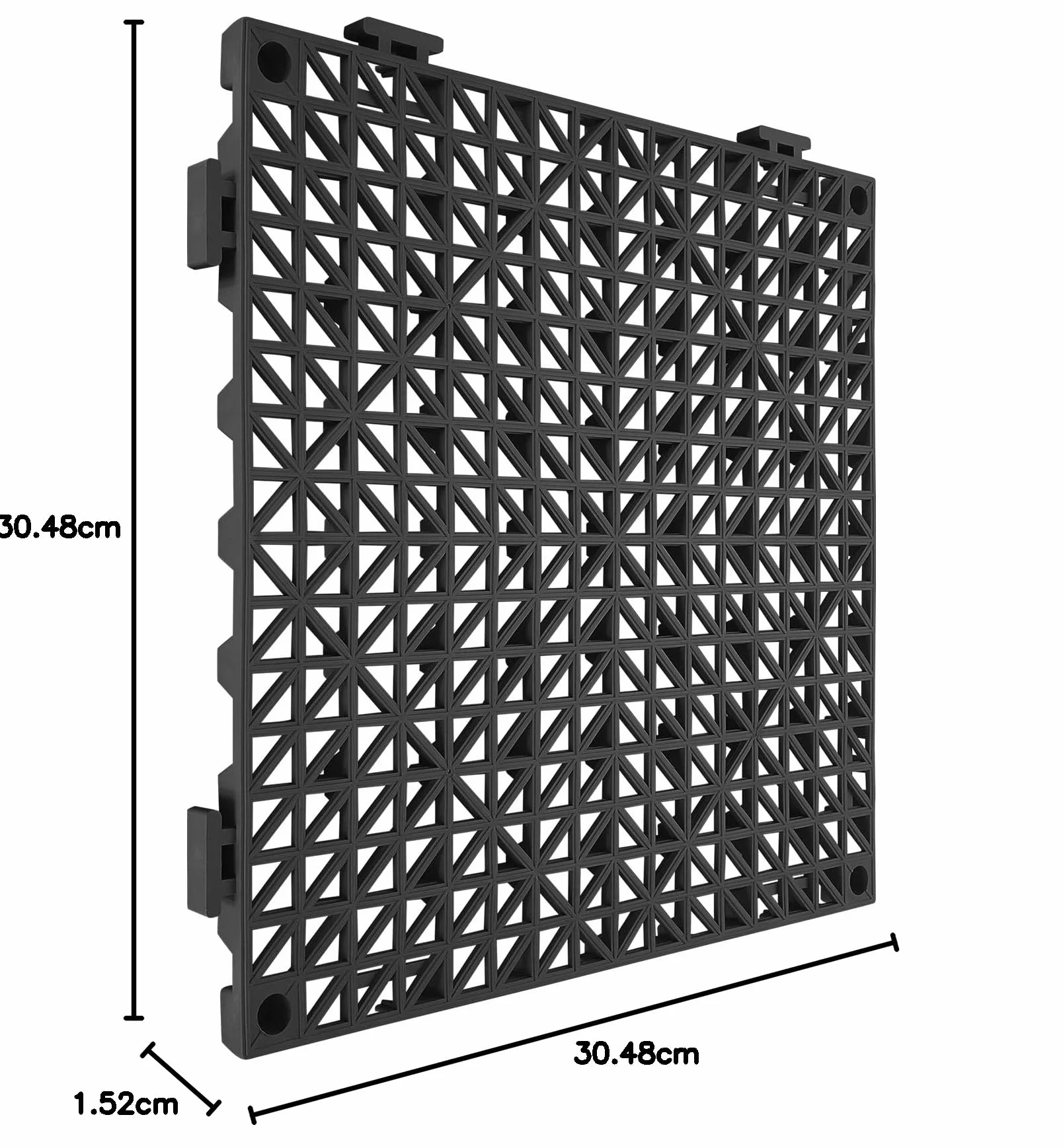 VEVOR Płytki nachodzące na siebie 12 szt. 30 x 30 cm drenażowe PCW czarne