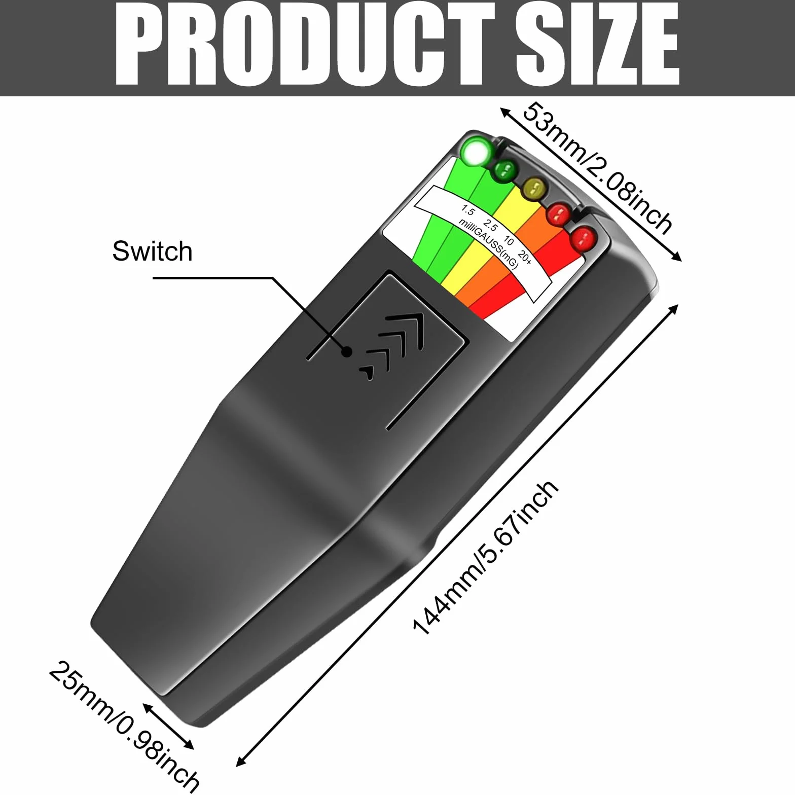 K2 EMF detektor pola magnetycznego 5 diod LED Gaussa miernik promieniowania elektromagnetycznego ręczny