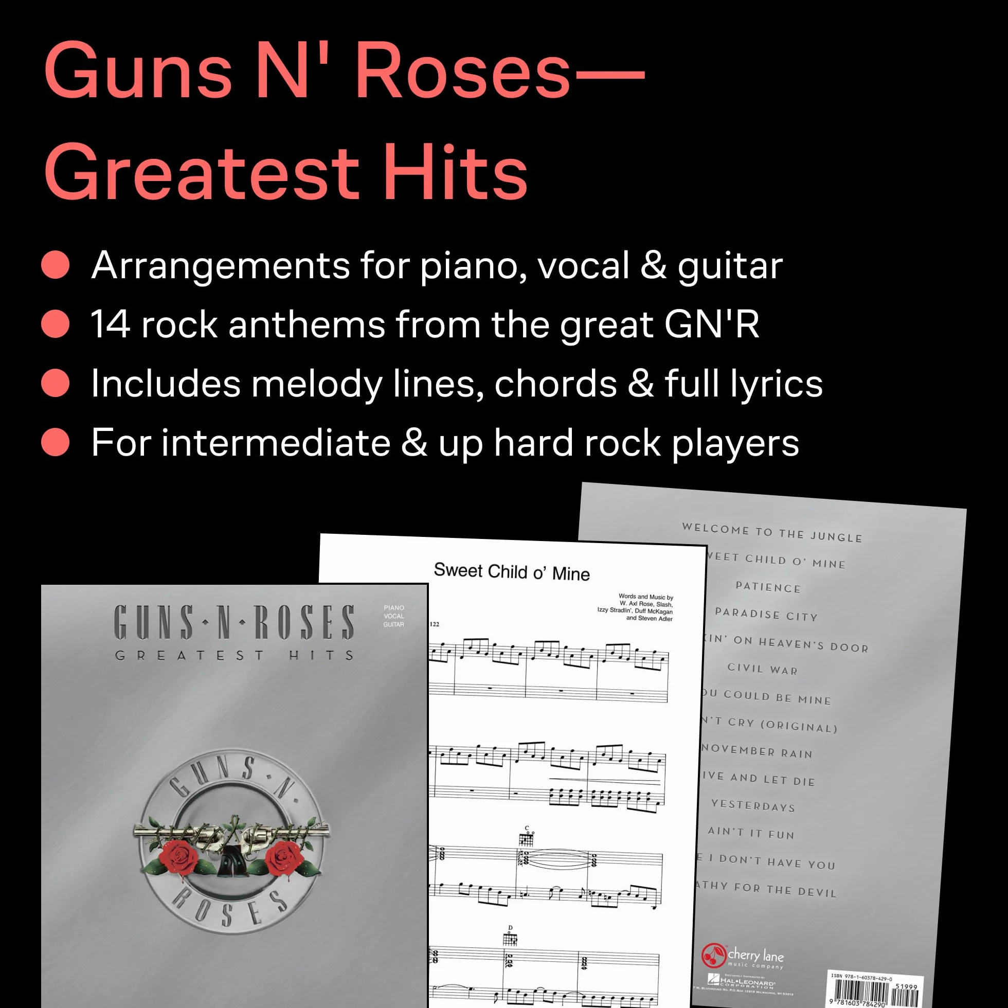Guns n' Roses Greatest Hits Piano Voix Guitare