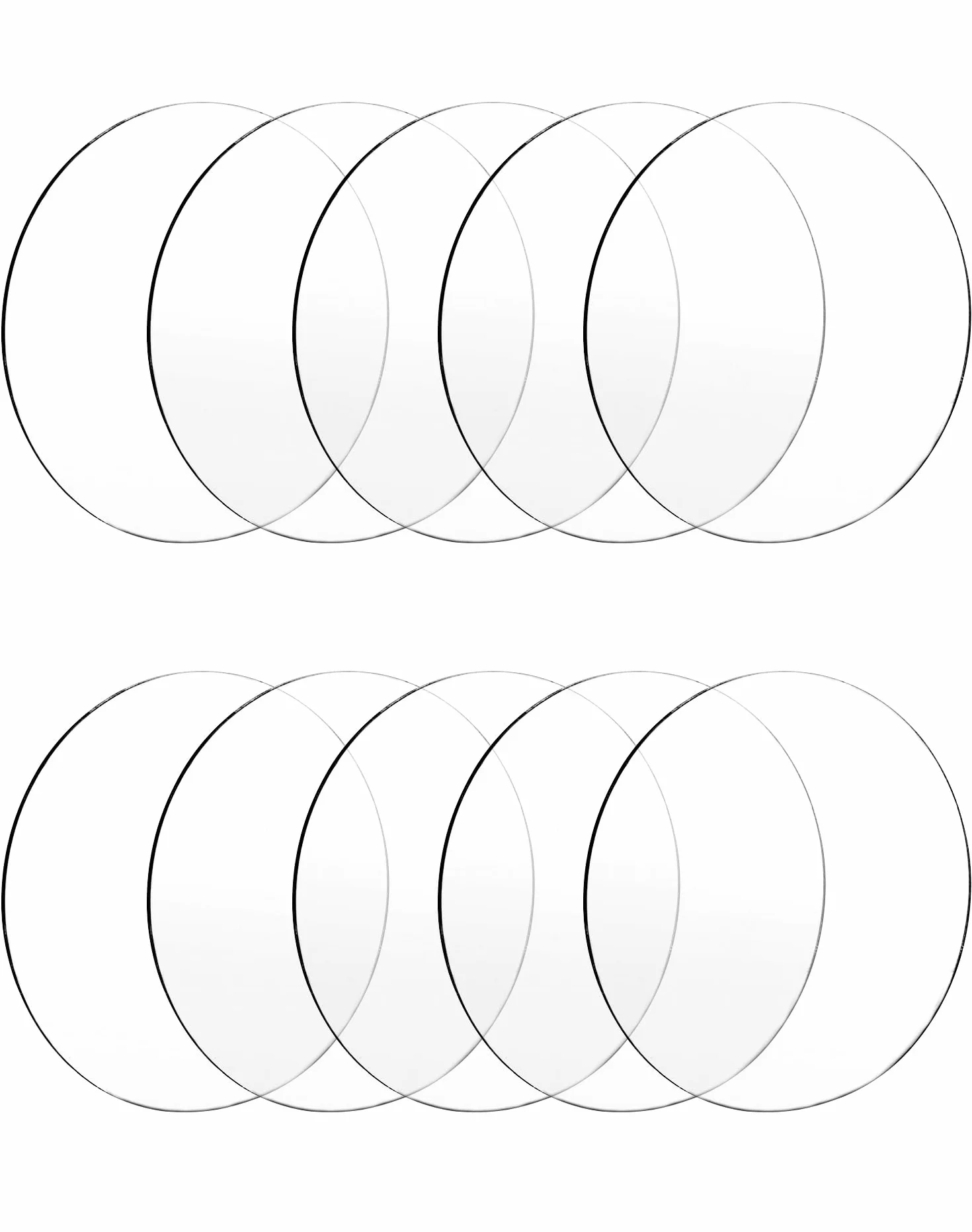 QWORK® Zestaw 10 Okrągłych Arkuszy Akrylowych Bezbarwnych - Grubość 1mm - Do Ramek Do Obrazów, Ekspozytorów Na Torty, Kartki Party Place (20cm)