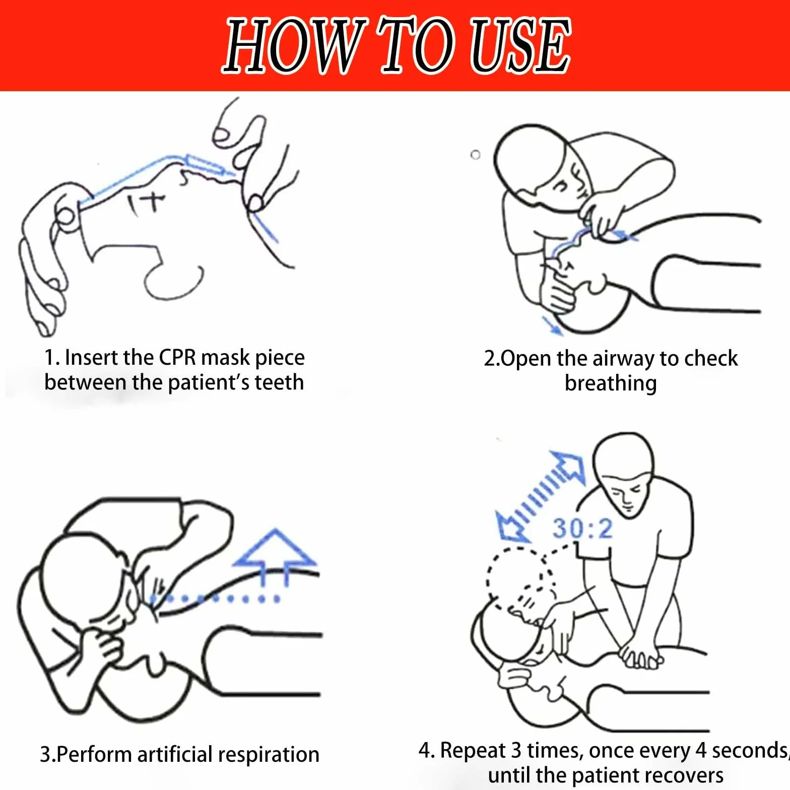 Maska respiratorska CPR 8 sztuk, maska ochronna twarz pierwszej pomocy trening AED