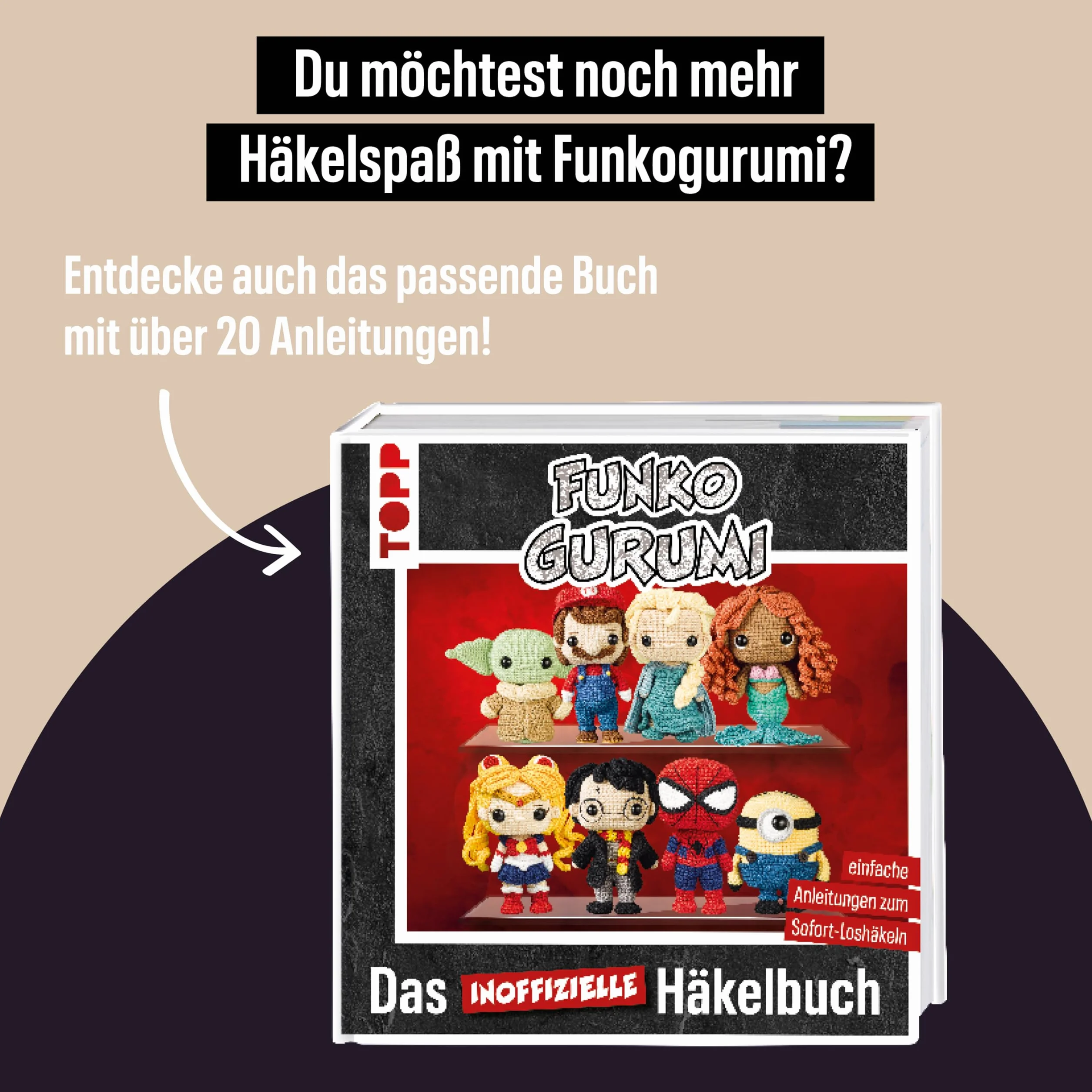 Funkogurumi Grogu Häkelset: Anleitung, Misch-Garn, Füllwatte, Häkelnadel 2,5 mm, Sicherheitsaugen