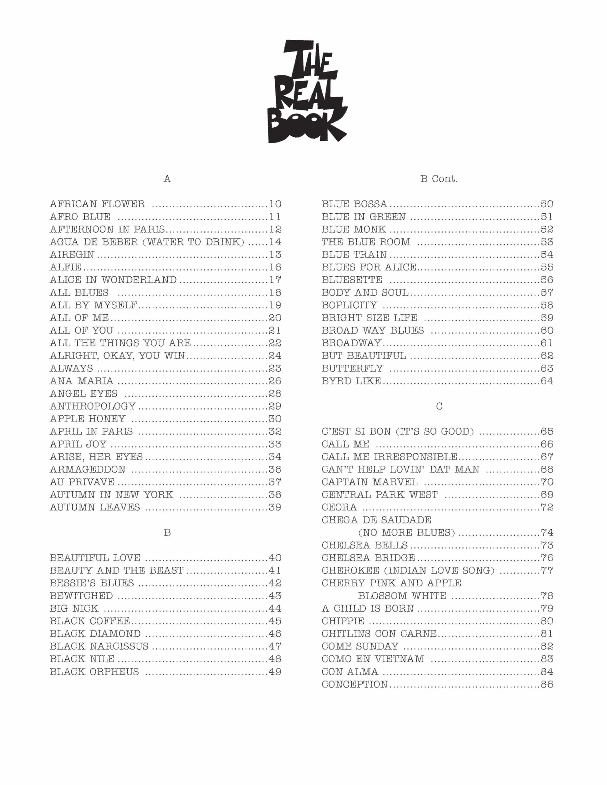 The Real Book Volume I Sixth Edition C Edition