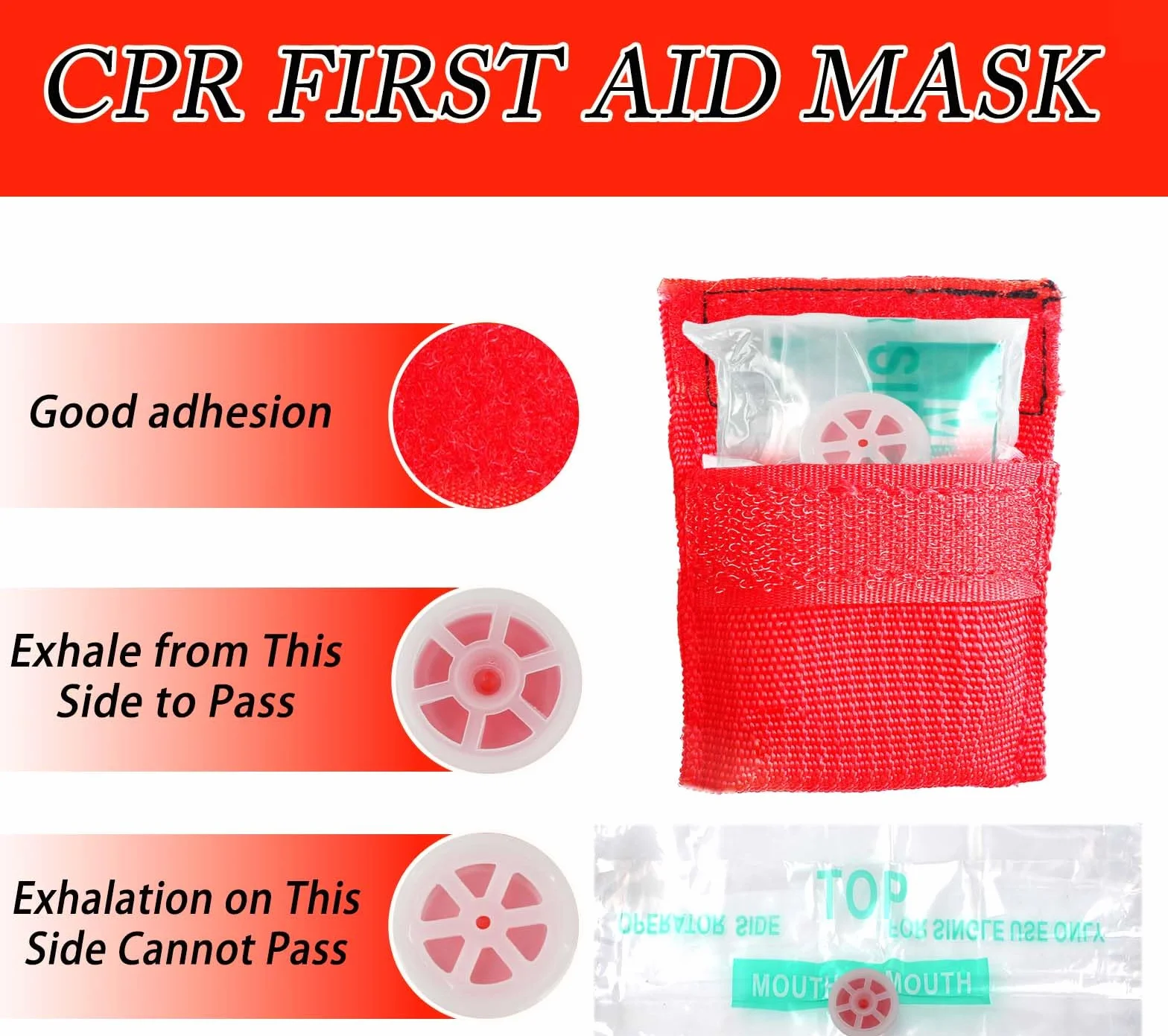Maska respiratorska CPR 8 sztuk, maska ochronna twarz pierwszej pomocy trening AED