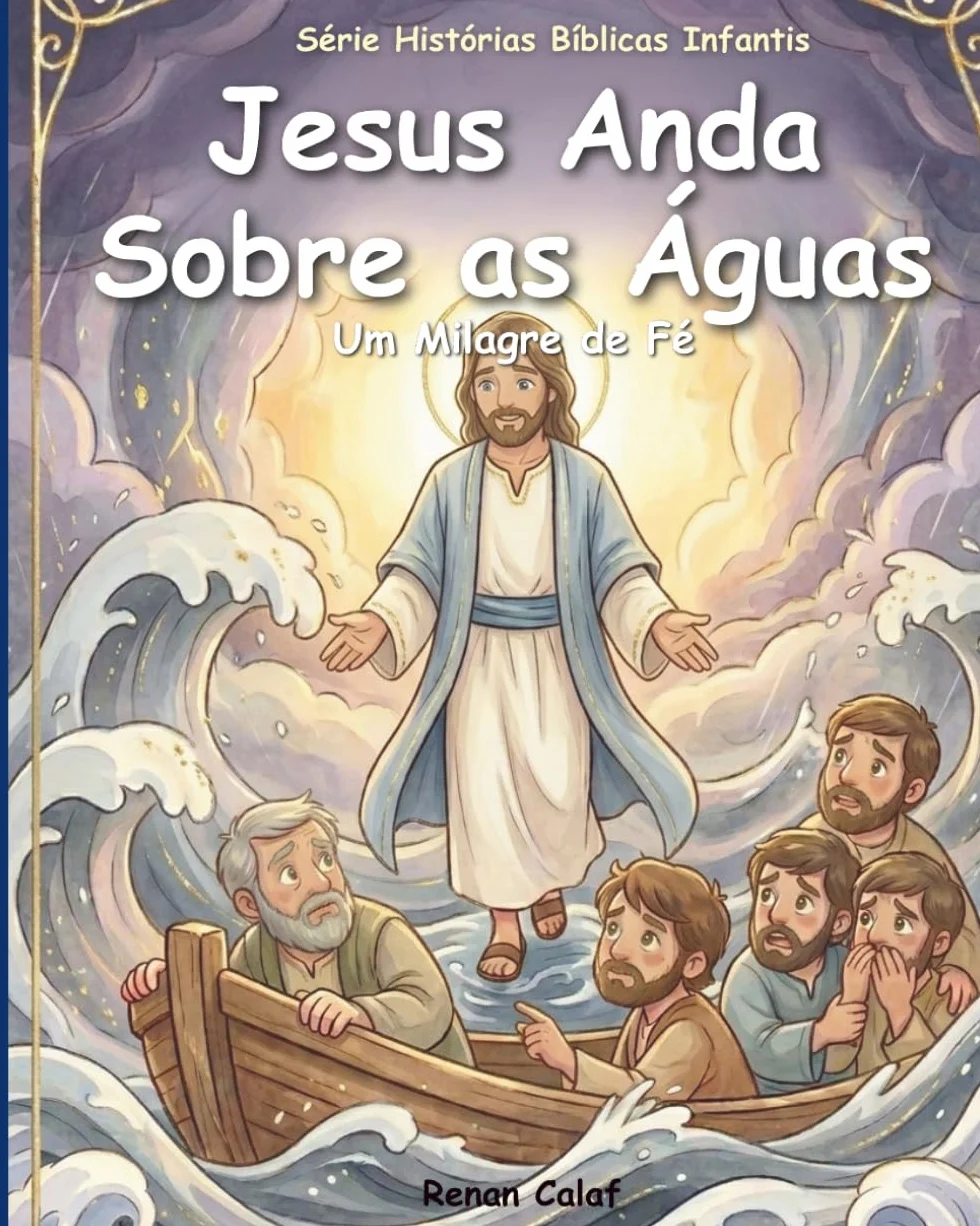 Jesus Anda Sobre as Águas: História bíblica infantil sobre fé e confiança em Deus – leitura fácil para crianças