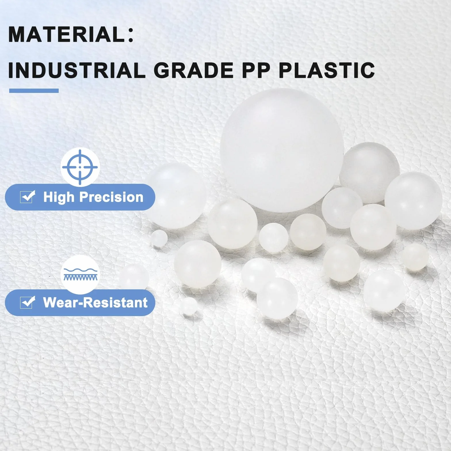 Plastikowe kulki łożyskowe PP 4,5 mm G2 matowa powierzchnia biały 100 szt.