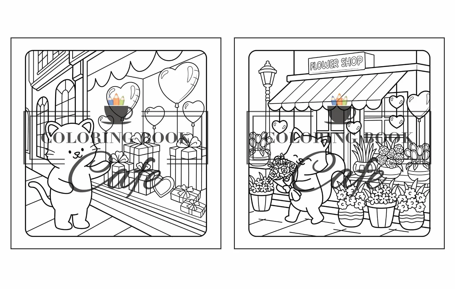 Paws & Hearts Coloring Book for Adults Teens Cozy Love Scenes Adorable Animals