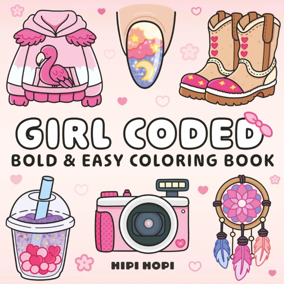 Girl Coded: Bold and Easy Coloring Book with Cozy Aesthetic Designs for Relaxation