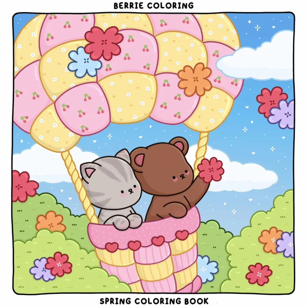Berrie Coloring Spring: Cute Coloring Book for Adults & Kids with Easy Animal Illustrations