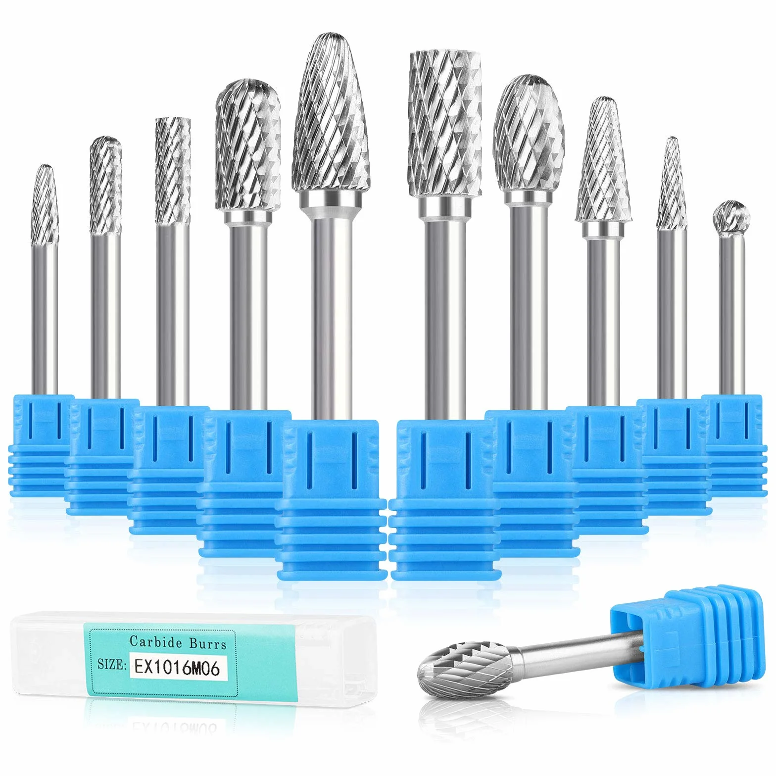 Linkstyle 10 Sztuk Zestaw Frezów z Trzpieniem Węglikowym 1/4" do Szlifowania Grawerowania