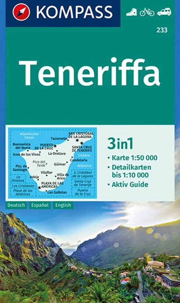 233 tenerife: 3in1 Wanderkarte mit Aktiv Guide und Detailkarten. Fahrradfahren. Autokarte.