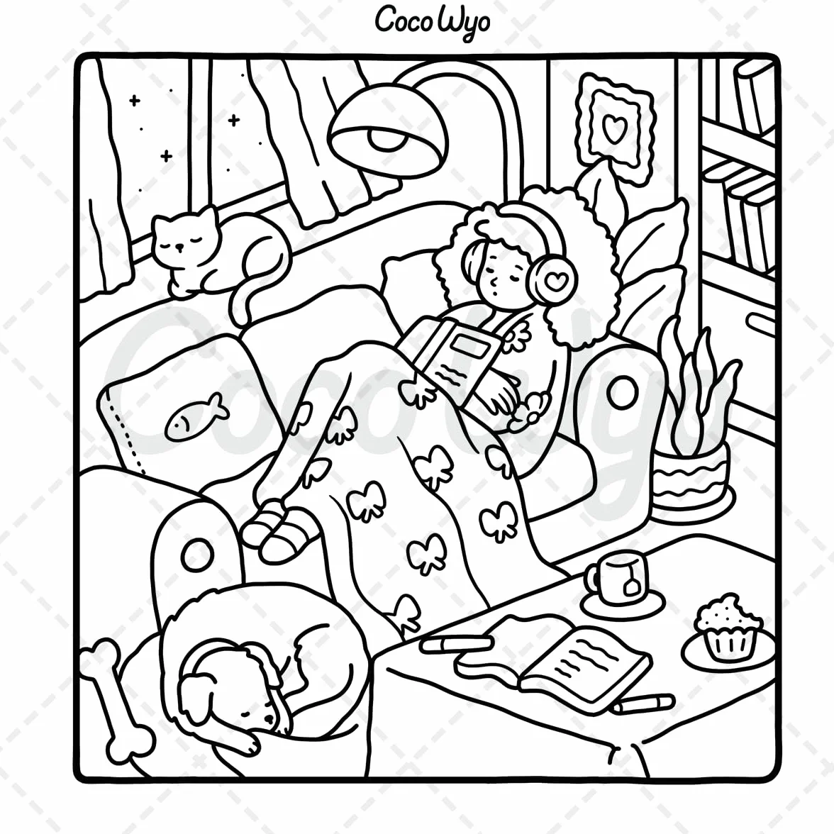 Girl Moments: Coloring Book for Adults and Teens Featuring Cute Cozy Daily Activities for Relaxation