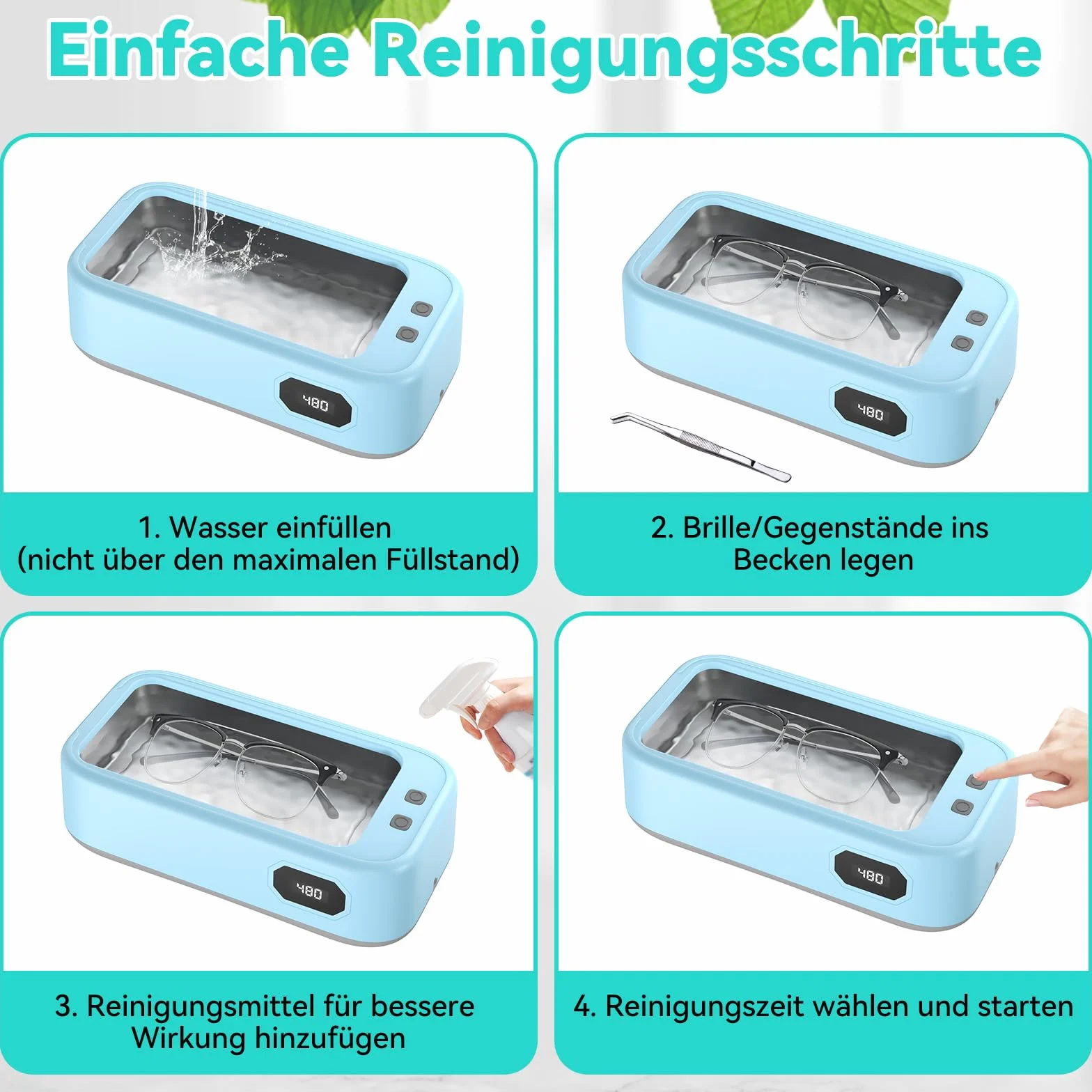 Ultradźwiękowe urządzenie czyszczące 640ml 49000 Hz 40W 5 trybów