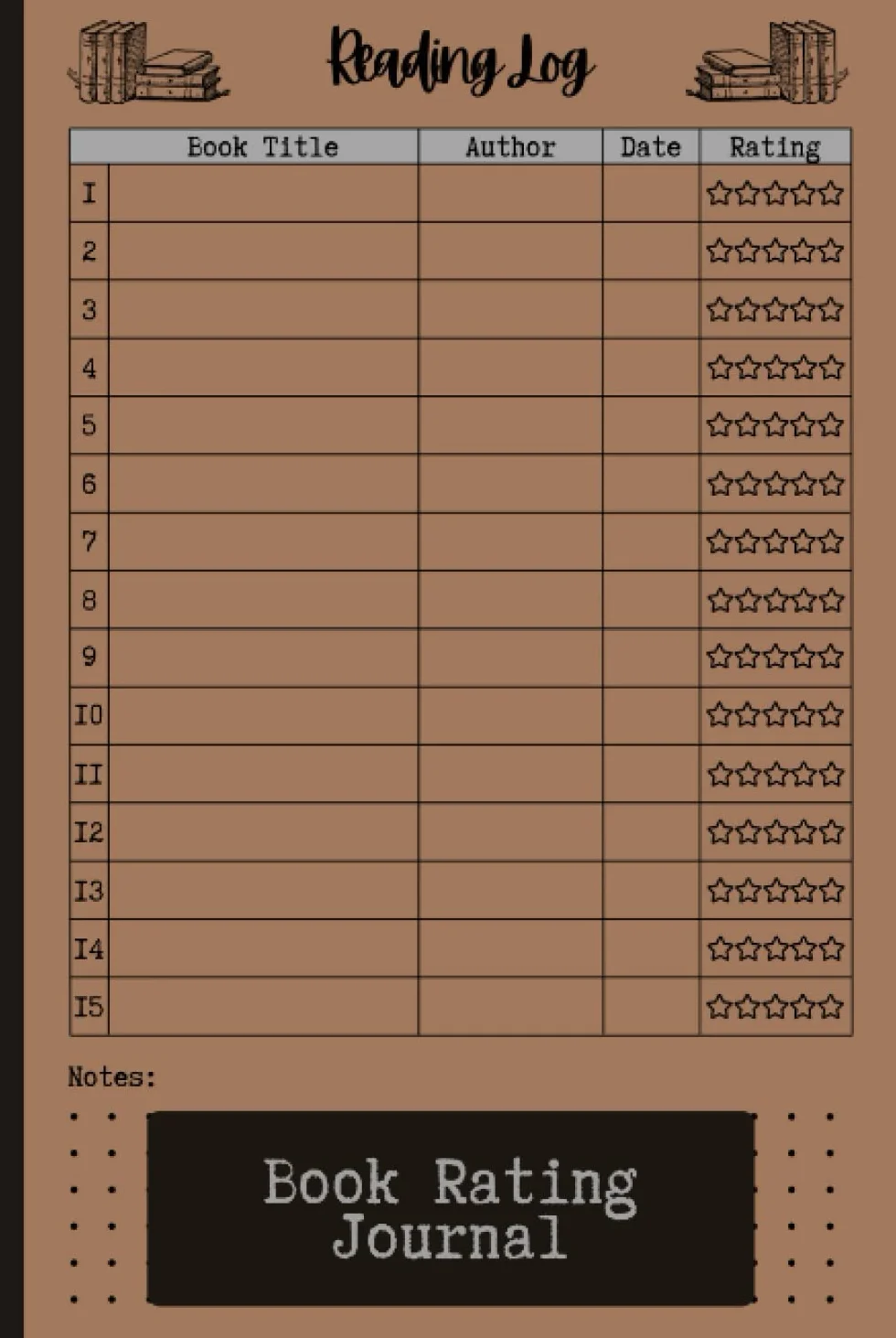 Book Rating Journal: Reading Log and Book Tracker