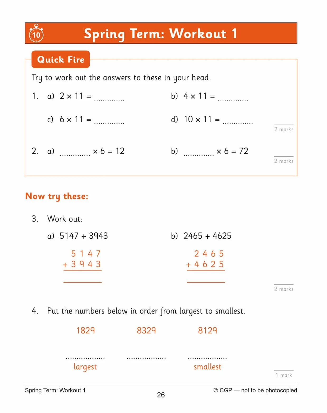 KS2 Year 4 Maths 10-Minute Weekly Workouts: Arithmetic