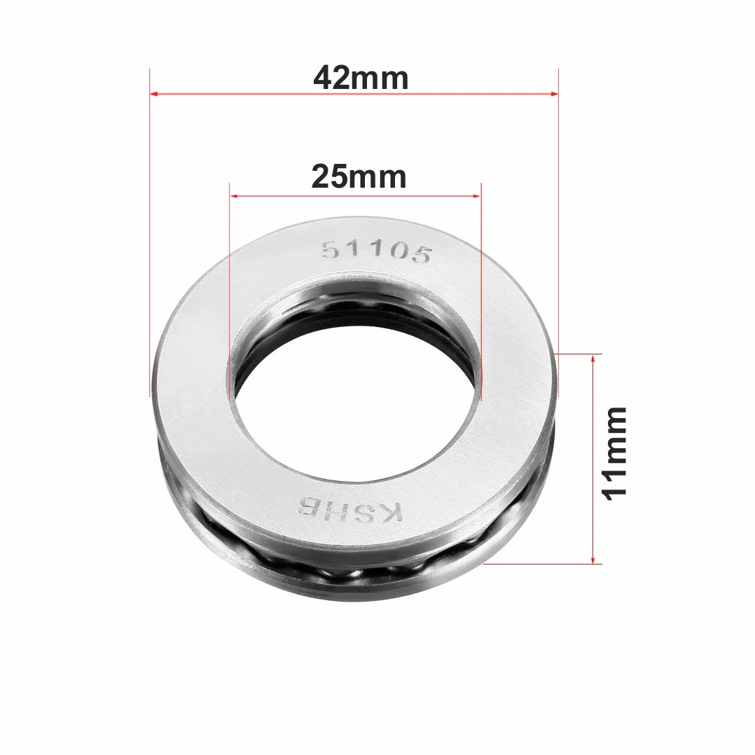 sourcing map 2 x 51105 osiowe łożysko kulkowe 25 mm x 42 mm x 11 mm stal chromowana ABEC3 wałek jednorzędowy