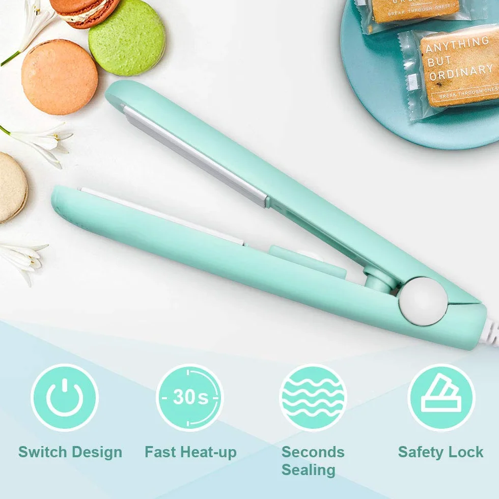 Mini zgrzewarka termiczna do worków na żywność, przenośna mini maszyna do zgrzewania toreb, folia grzewcza Smart Control do zawieszenia żywności (zielona)